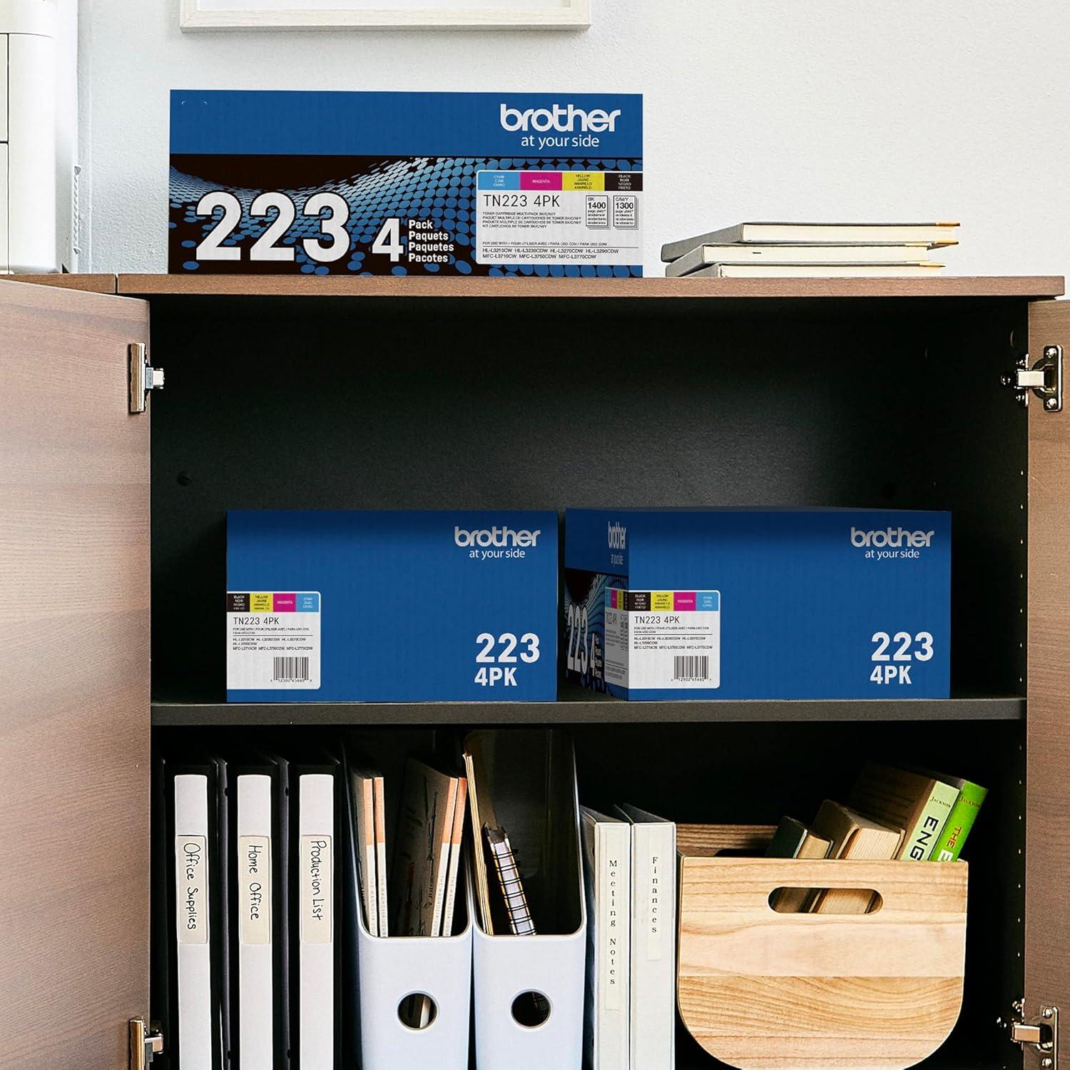 Genuine Standard-Yield Toner Cartridge Four Pack TN223 4PK - includes one cartridge each of Black, Cyan, Magenta & Yellow Toner, Standard Yield, Model: TN2234PK