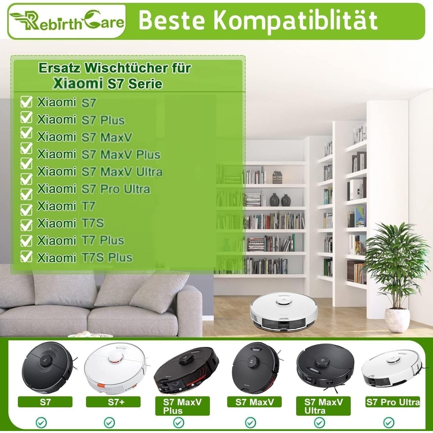 Rebirthcare Wipes Replacement Mop for S7 Vacuum Cleaner S7 Plus S7 MaxV S7 MaxV Plus S7 MaxV Ultra S7 Pro Ultra T7 T7 Plus T7S T7SPlus Reusable Hard Floor Cloth Expert Wet Microfiber Soft Pad, 5 Pack