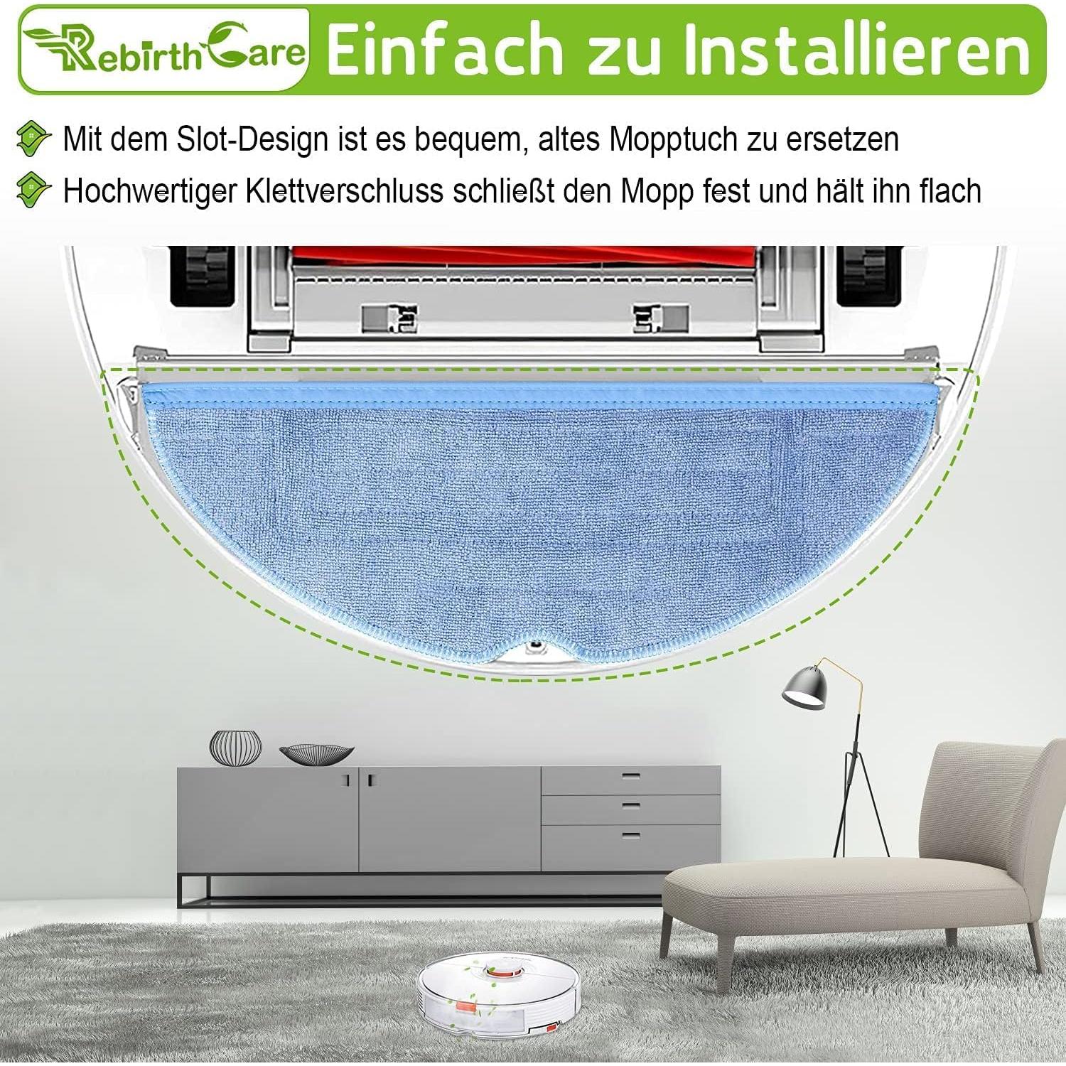 Rebirthcare Wipes Replacement Mop for S7 Vacuum Cleaner S7 Plus S7 MaxV S7 MaxV Plus S7 MaxV Ultra S7 Pro Ultra T7 T7 Plus T7S T7SPlus Reusable Hard Floor Cloth Expert Wet Microfiber Soft Pad, 5 Pack