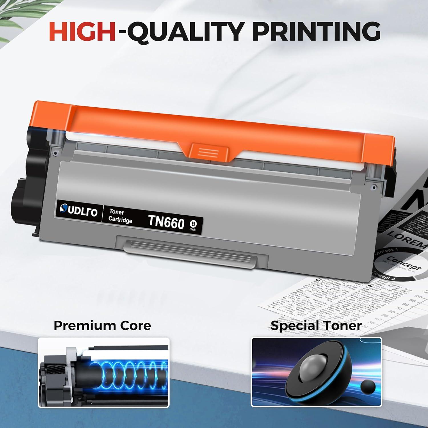 Cartucho de Tóner Compatible SUDLTO TN660 Negro - Paquete de 2