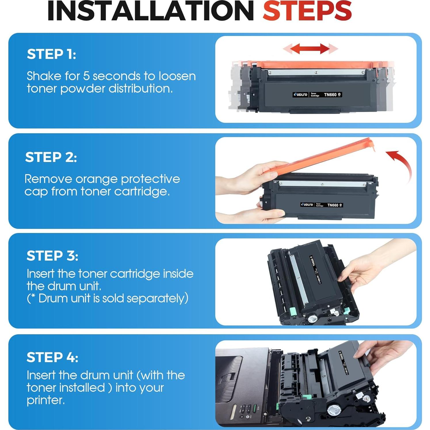 Cartucho de Tóner Compatible SUDLTO TN660 Negro - Paquete de 2