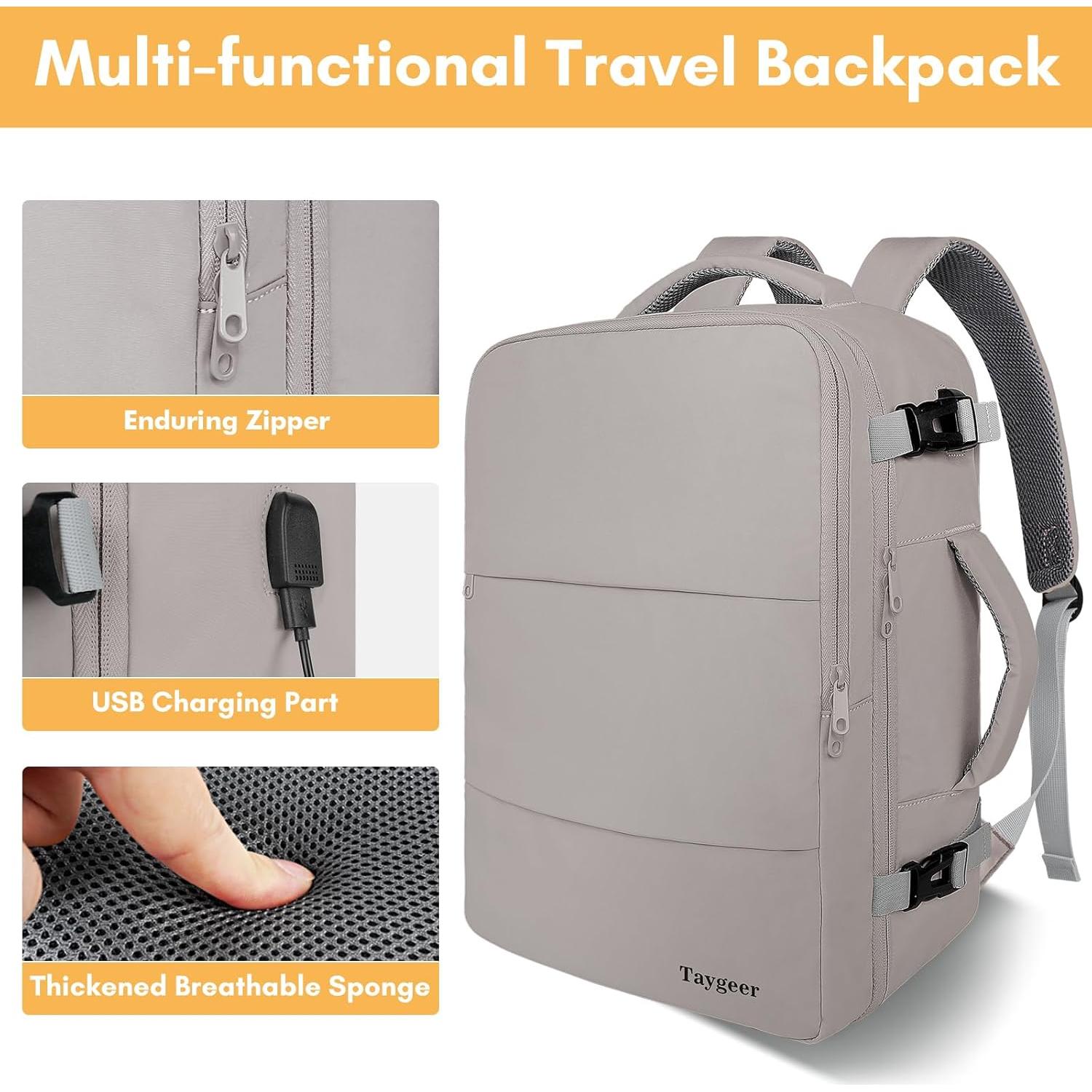 Mochila Taygeer para Portátil 15.6" Marrón para Mujeres