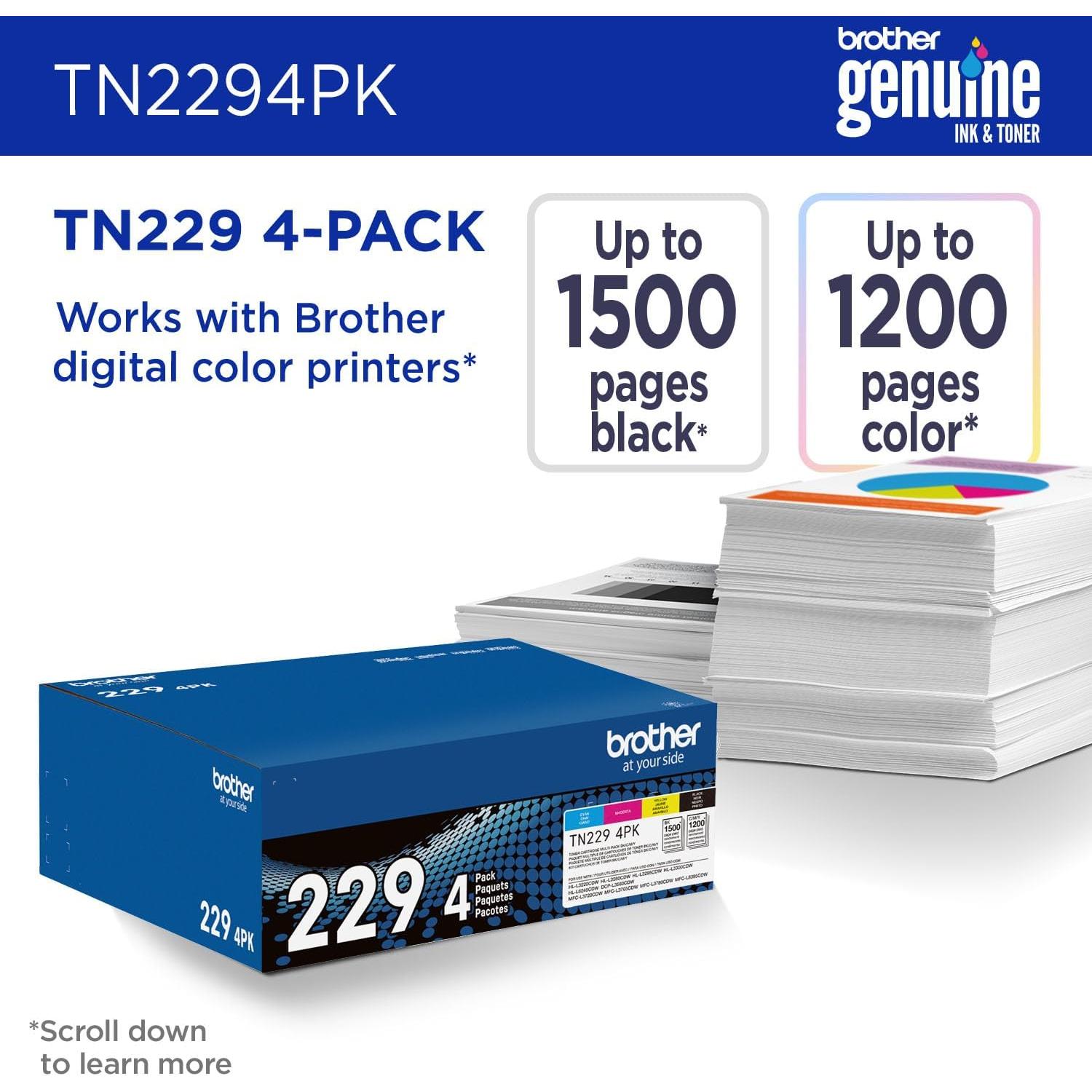Cartuchos de Tóner Brother TN2294PK - Paquete de 4 Colores