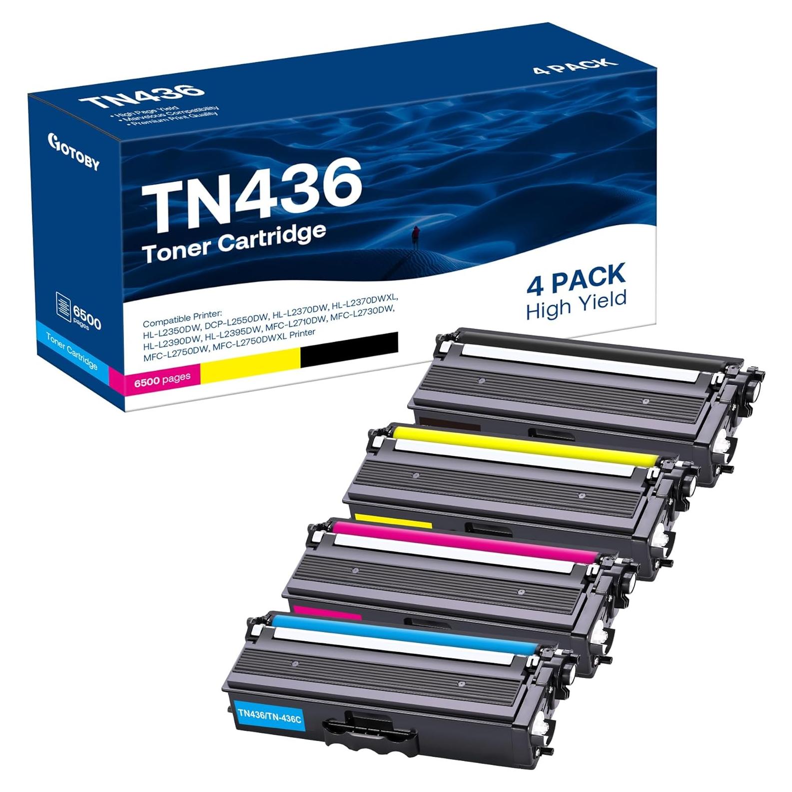 Compatible Toner Cartridge Replacement for Brother TN436 TN 436 TN436BK TN433 TN431for Brother HL-L8360CDW HL-L8260CDW MFC-L8900CDW MFC-L8690CDW Printer (Cyan, Yellow, Magenta, Black, 4 Pack)