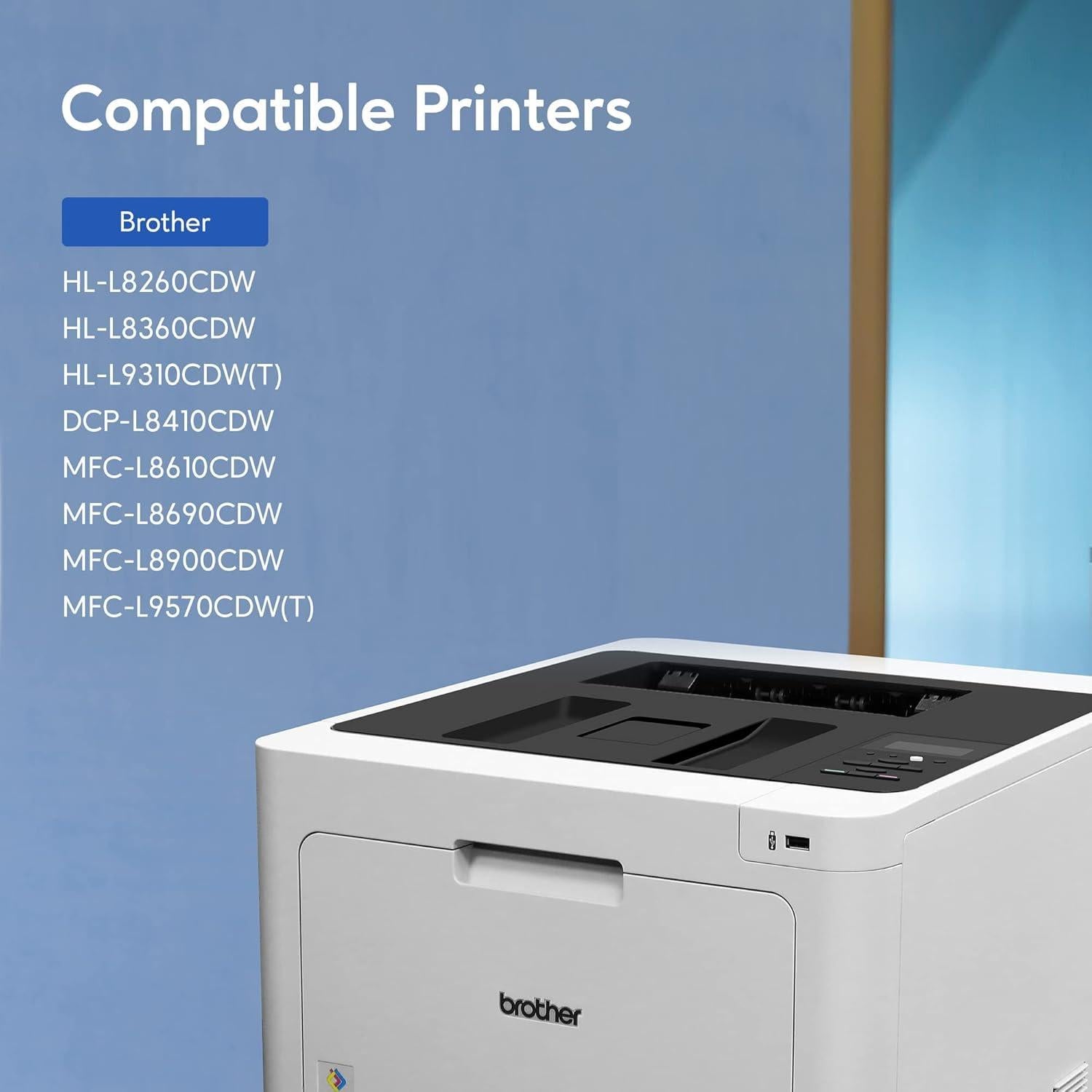 Compatible Toner Cartridge Replacement for Brother TN436 TN 436 TN436BK TN433 TN431for Brother HL-L8360CDW HL-L8260CDW MFC-L8900CDW MFC-L8690CDW Printer (Cyan, Yellow, Magenta, Black, 4 Pack)