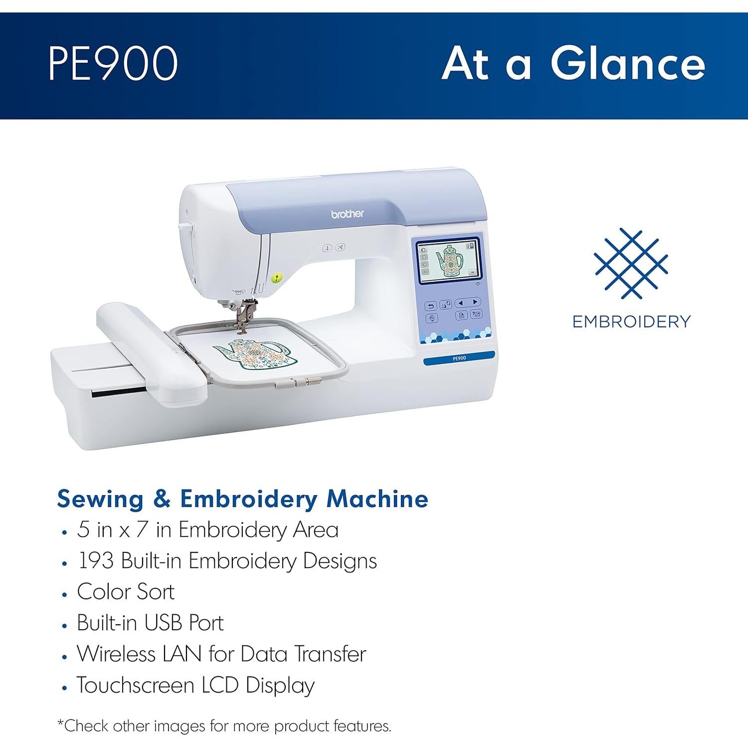 Máquina de Bordar Brother PE900 con WLAN, 5" x 7"