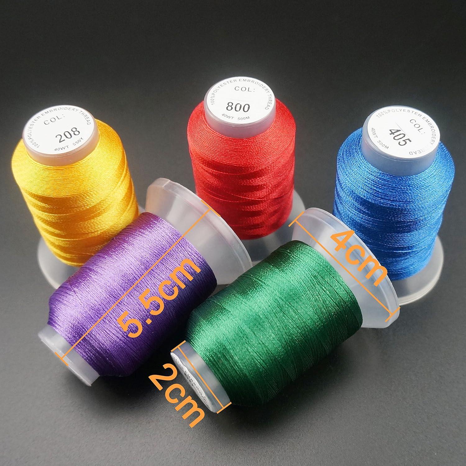 New brothread 63 Colors Compatible with Brother Polyester Embroidery Machine Thread Kit 500M (550Y) Each Spool Compatible with Brother Babylock Janome Singer Pfaff Bernina Embroidery Sewing Machine