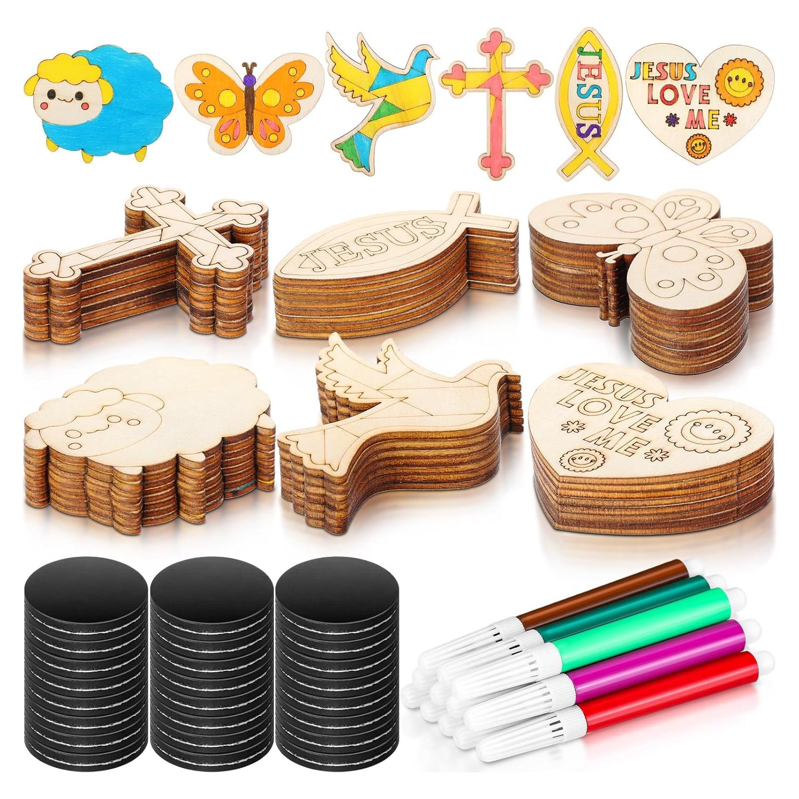 Kit de Manualidades Religiosas Blueweenly 48 Piezas Madera