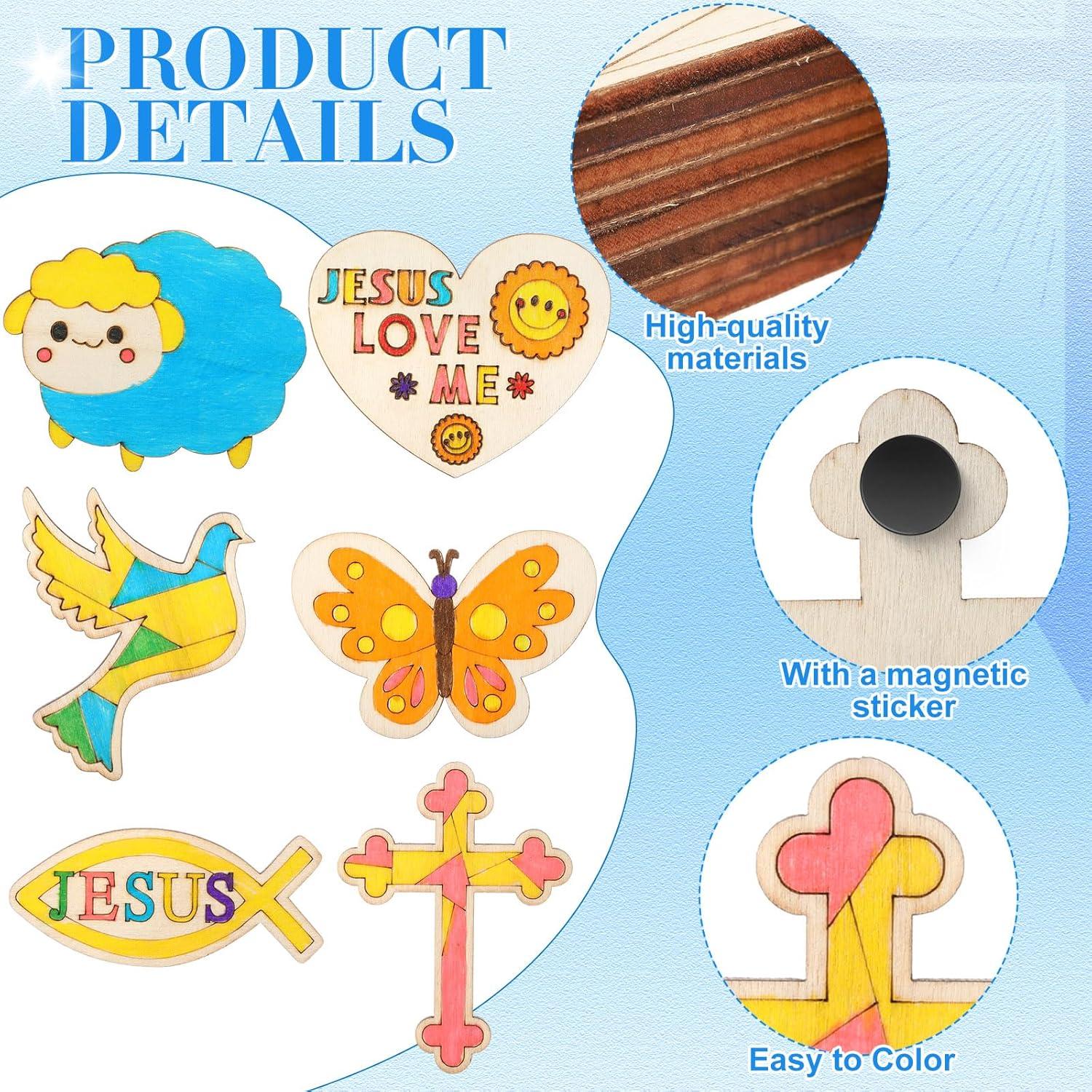 Kit de Manualidades Religiosas Blueweenly 48 Piezas Madera