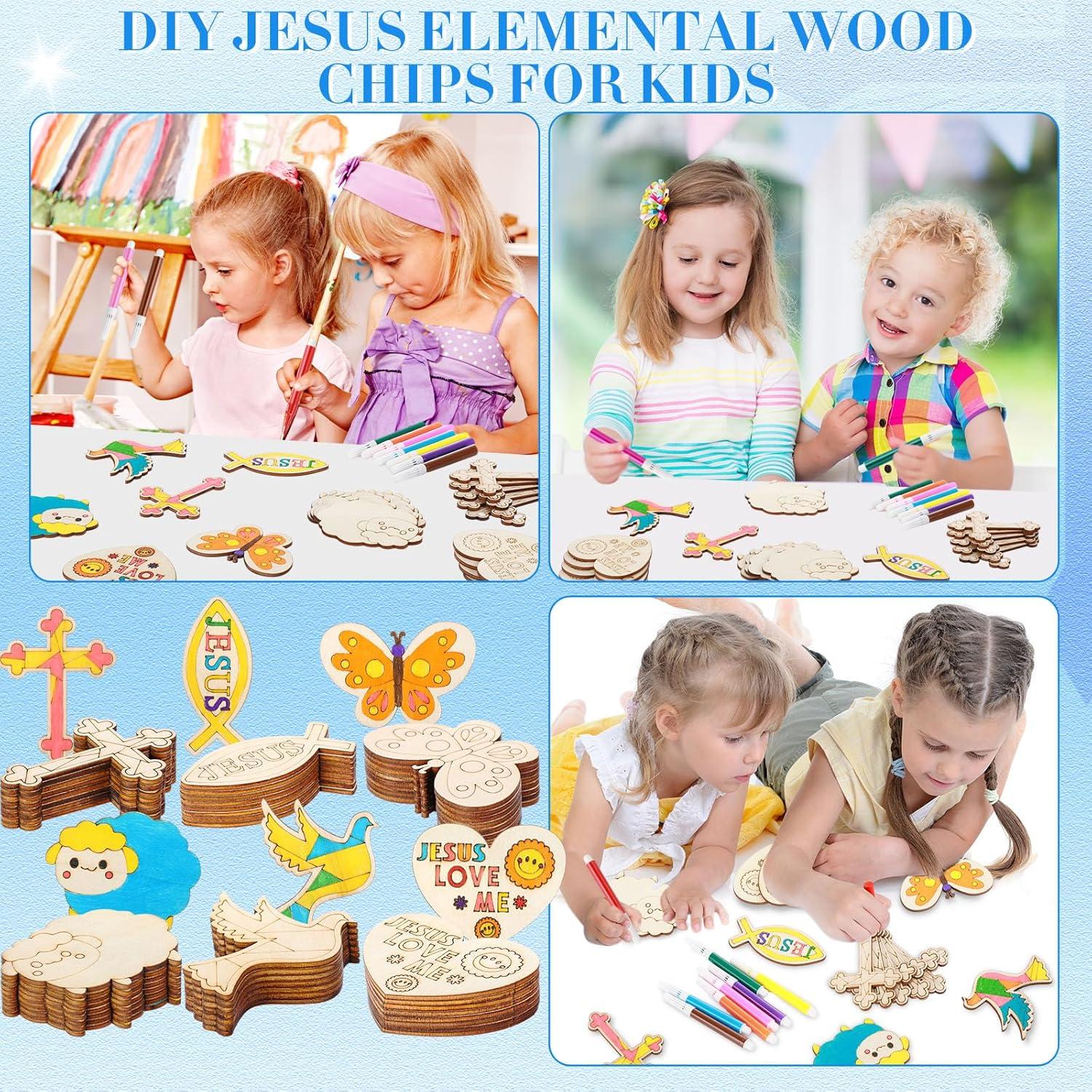Kit de Manualidades Religiosas Blueweenly 48 Piezas Madera