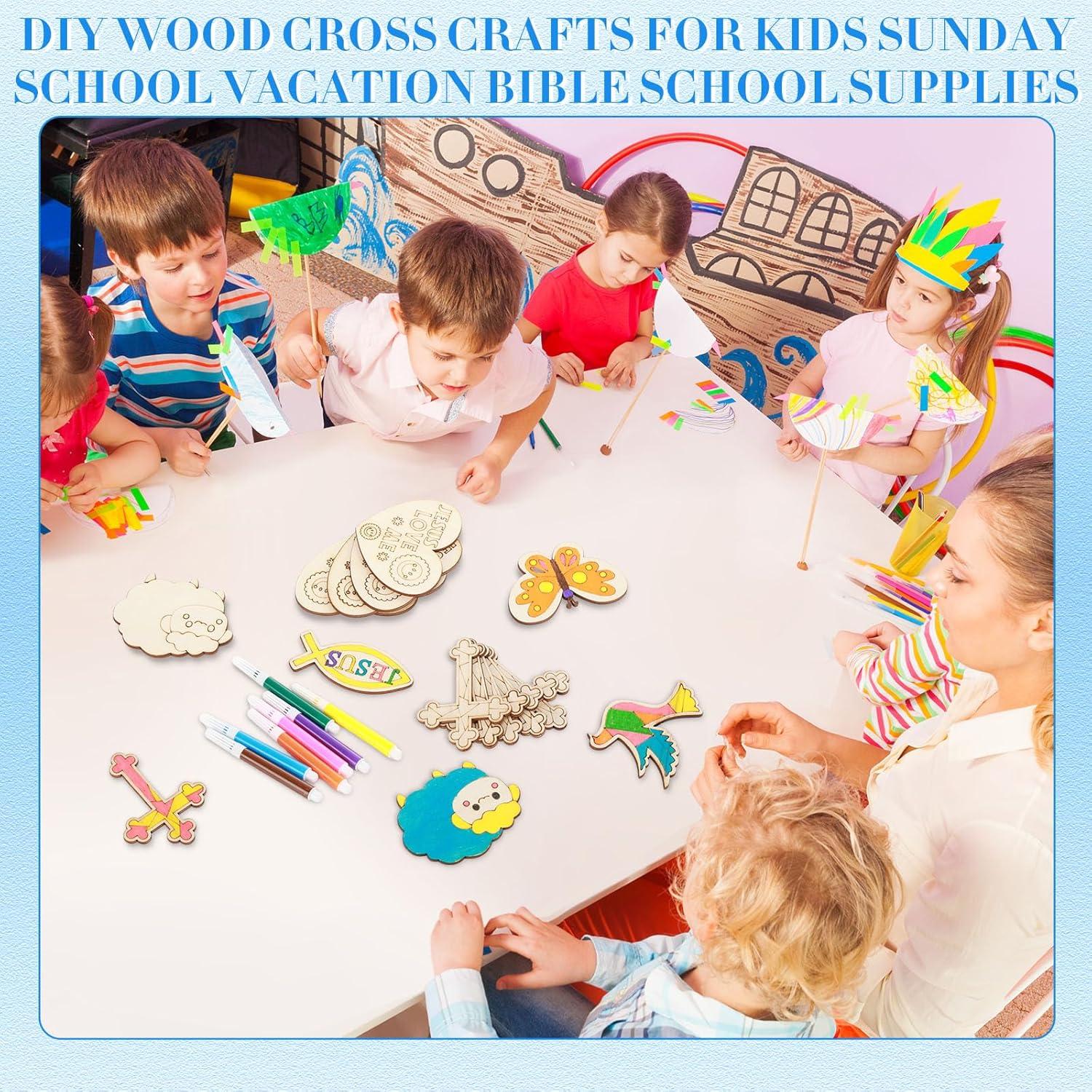 Kit de Manualidades Religiosas Blueweenly 48 Piezas Madera