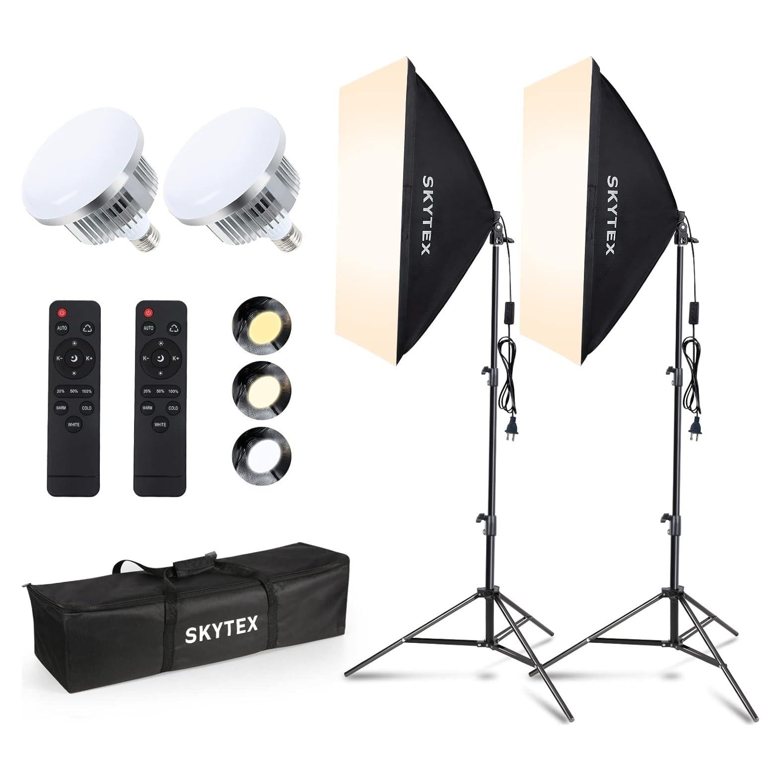 Kit de Iluminación Softbox Skytex 50x70cm 85W LED para Fotografía