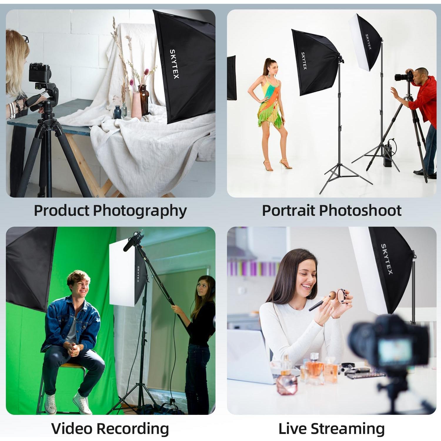 Kit de Iluminación Softbox Skytex 50x70cm 85W LED para Fotografía