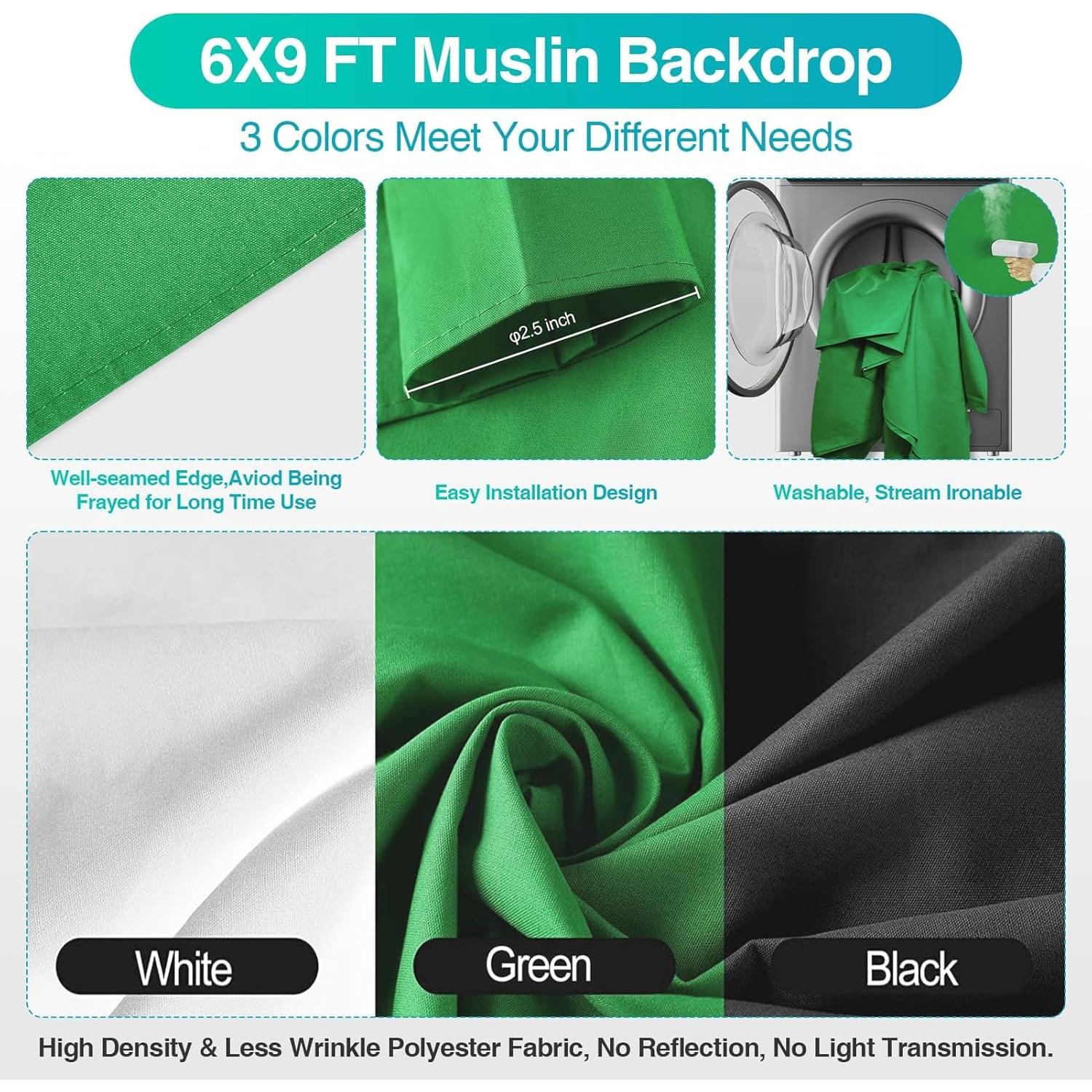 Kit de Iluminación Profesional Emart 2.6x3.0m con Softbox y Fondos