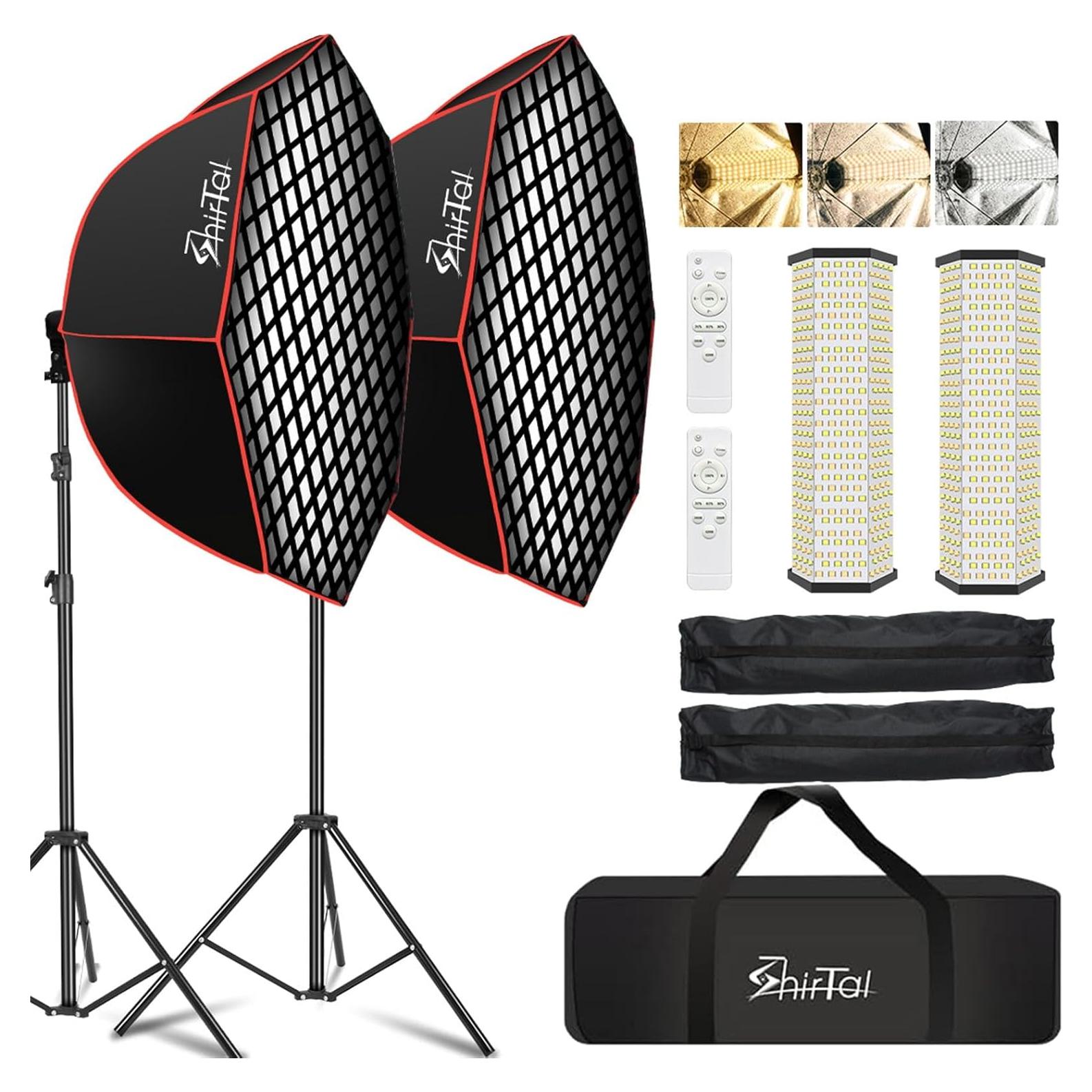 Kit de Iluminación Softbox Octagonal 95 cm 110W LED SHIRTAL