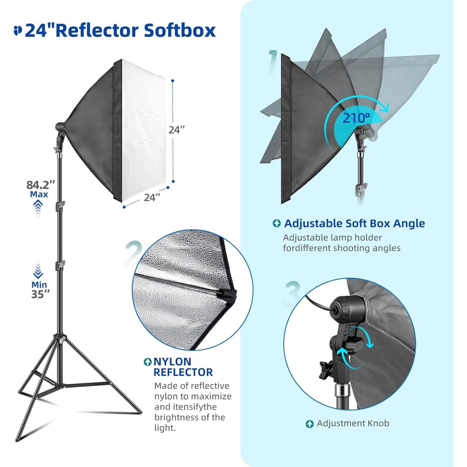 Kit de Iluminación Fotográfica SAVWAY con Fondos 2.6x3.0m