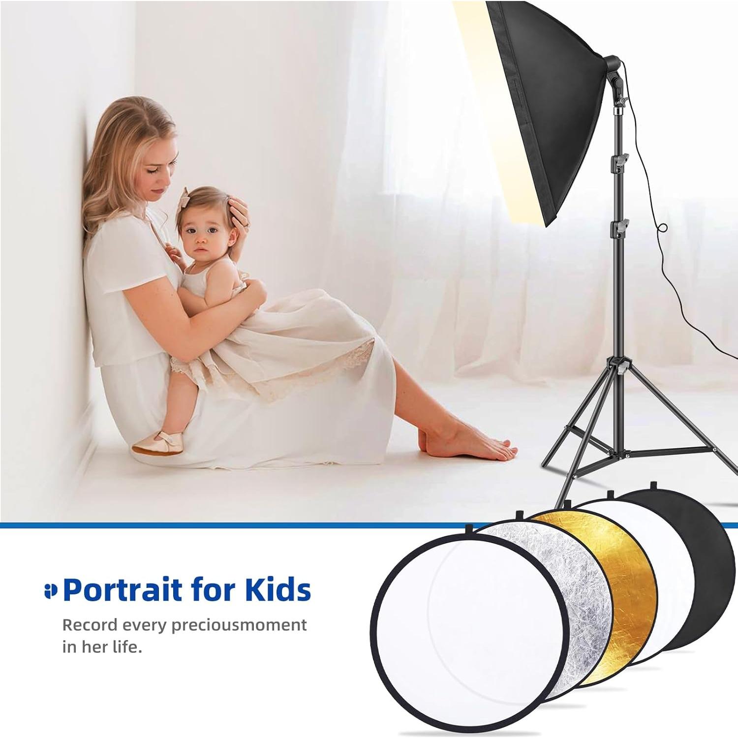 Kit de Iluminación Fotográfica SAVWAY con Fondos 2.6x3.0m