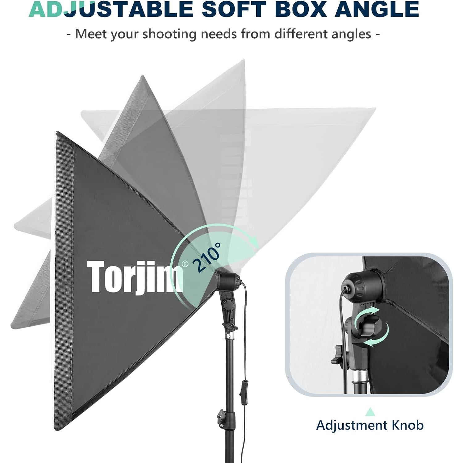 Kit de Iluminación Fotográfica Torjim Softbox 2Pcs 70x70cm 85W