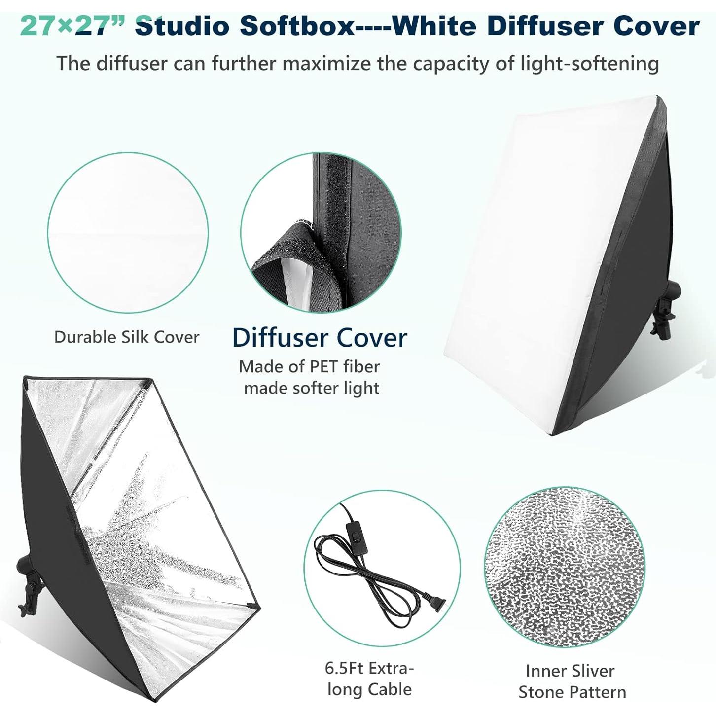 Kit de Iluminación Fotográfica Torjim Softbox 2Pcs 70x70cm 85W