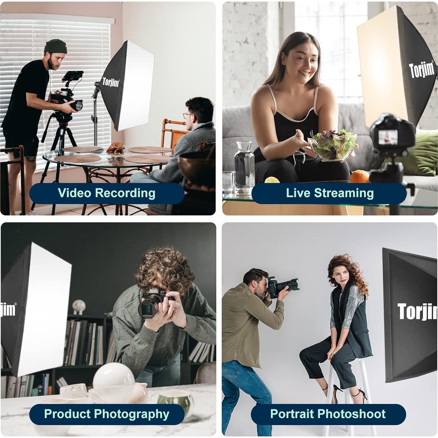 Kit de Iluminación Fotográfica Torjim Softbox 2Pcs 70x70cm 85W