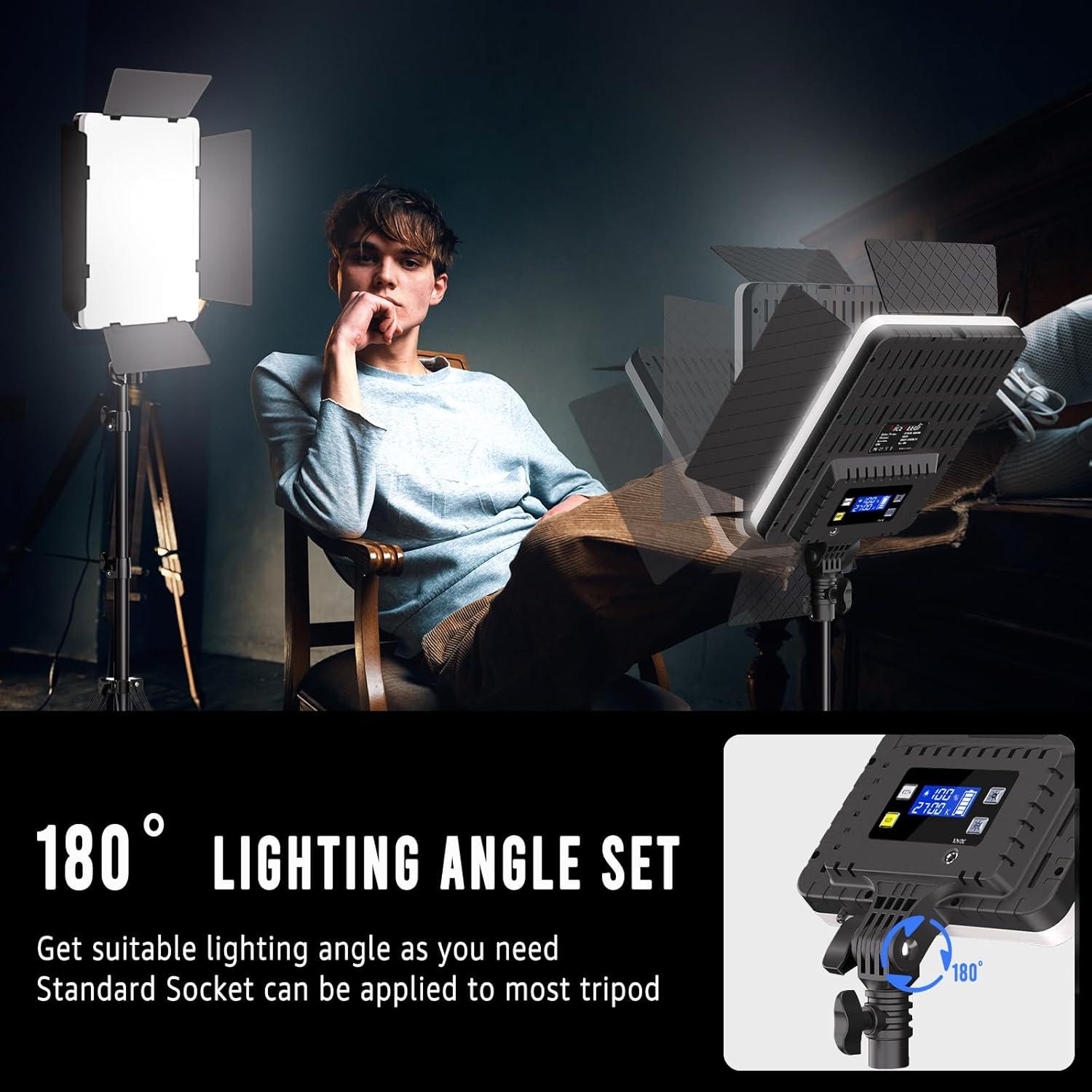 NiceVeedi 2-Pack Photography Lighting Kit, 36W Bi-Color Studio Lights 2700-6500K CRI 95+, Dimmable LED Video Light Kit with Remote Control & 72” Tripod Stand, Lighting for Video Recording/Photography