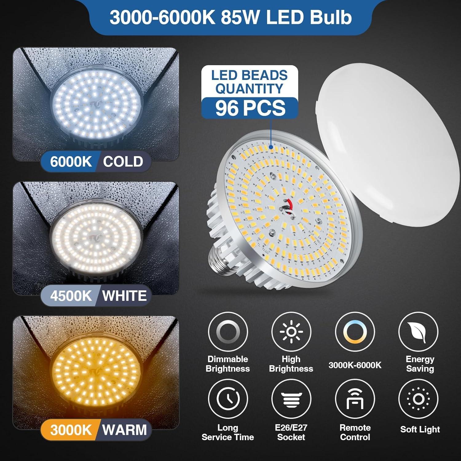 EMART Softbox Lighting Kit, 16"X16" Soft Box, 3000K-6000K 85W LED Bulbs with Remote, 65" Tripod, Professional Softbox Photography Lighting Kit for Studio Lights, Portrait, Video Recording(1PACK)