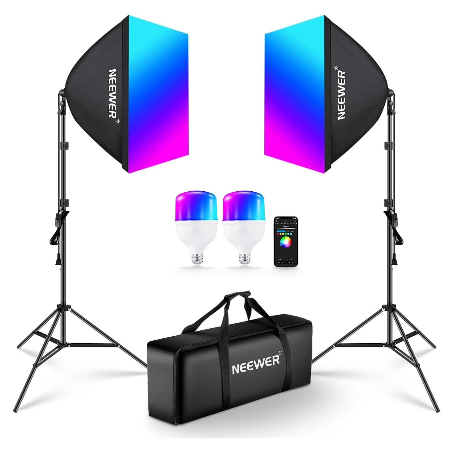 Kit de Iluminación Softbox NEEWER 2 Paquete 26W RGB Control App