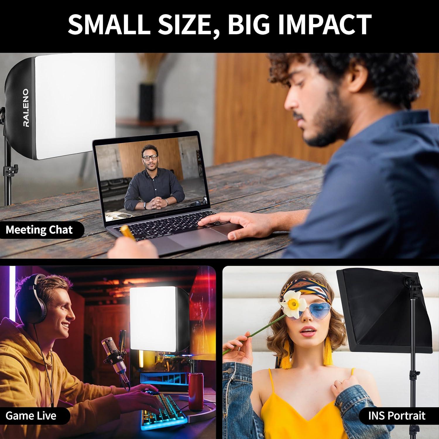 Kit de Iluminación RALENO Softbox 40.64x40.64cm LED 50W