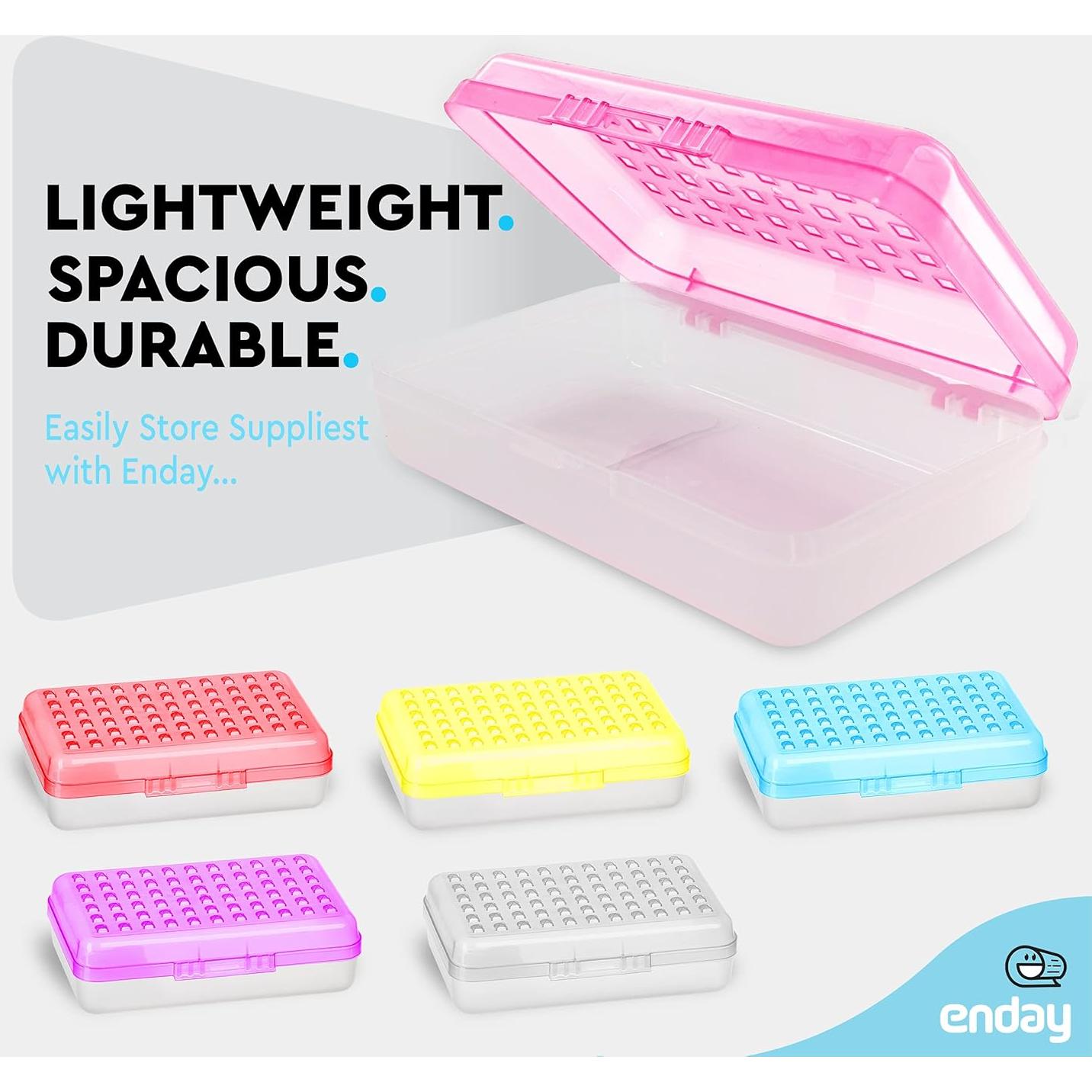 Caja de lápices Enday Rosa 21x13x6 cm con cierre a presión