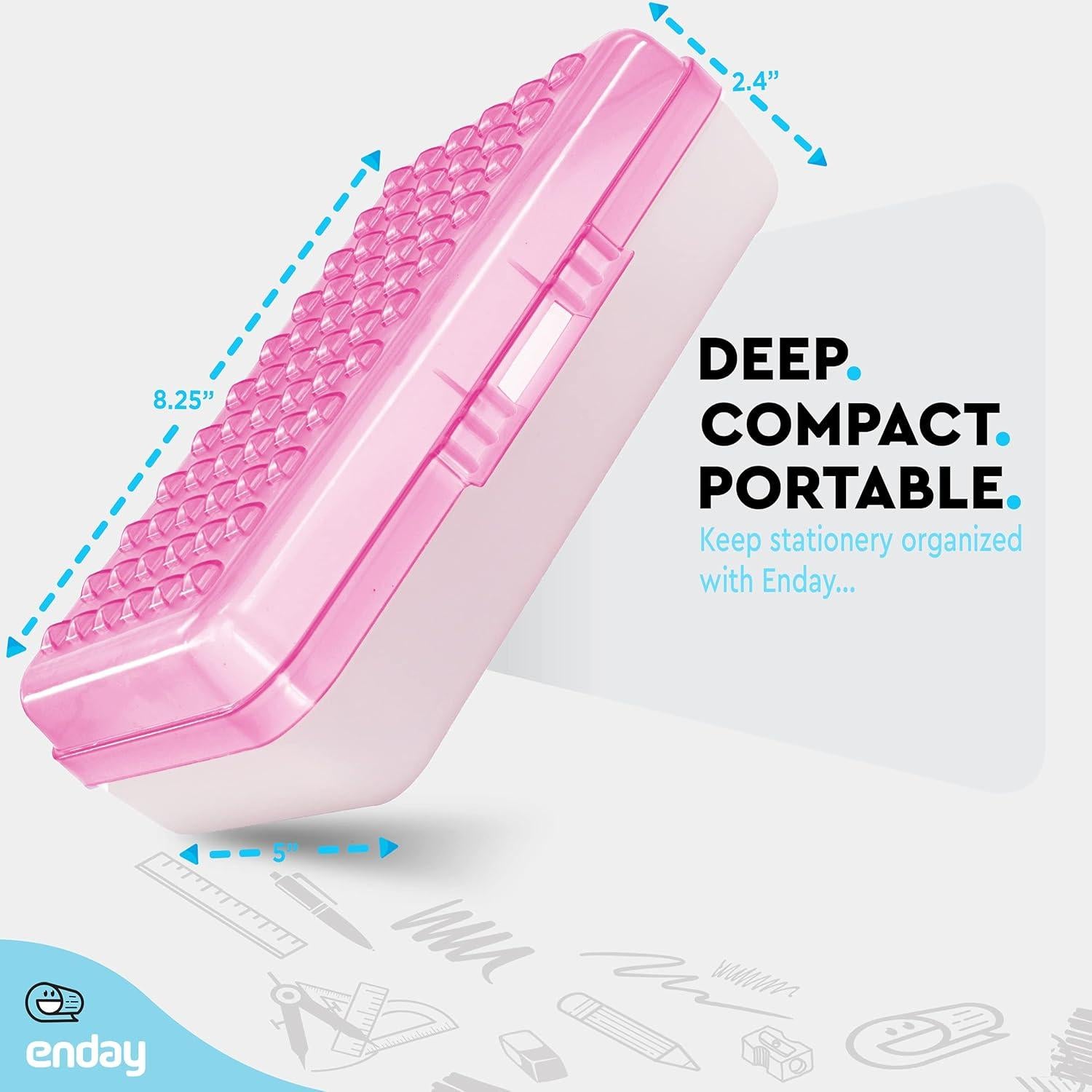 Caja de lápices Enday Rosa 21x13x6 cm con cierre a presión