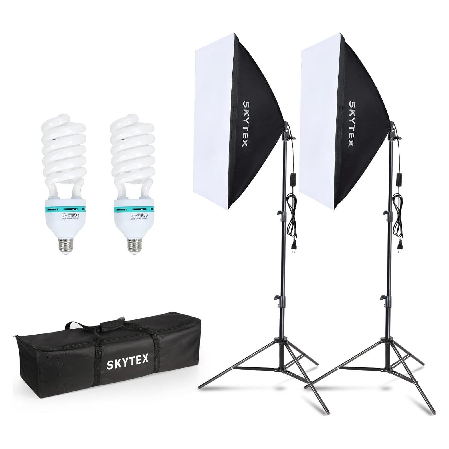 Skytex Softbox Lighting Kit 2Pack, 20x28in Soft Box | 135W 5500K E27 CFLBulb Continuous Photography Lighting, Photo Studio Lights Equipment for Camera Shooting, Video Recording