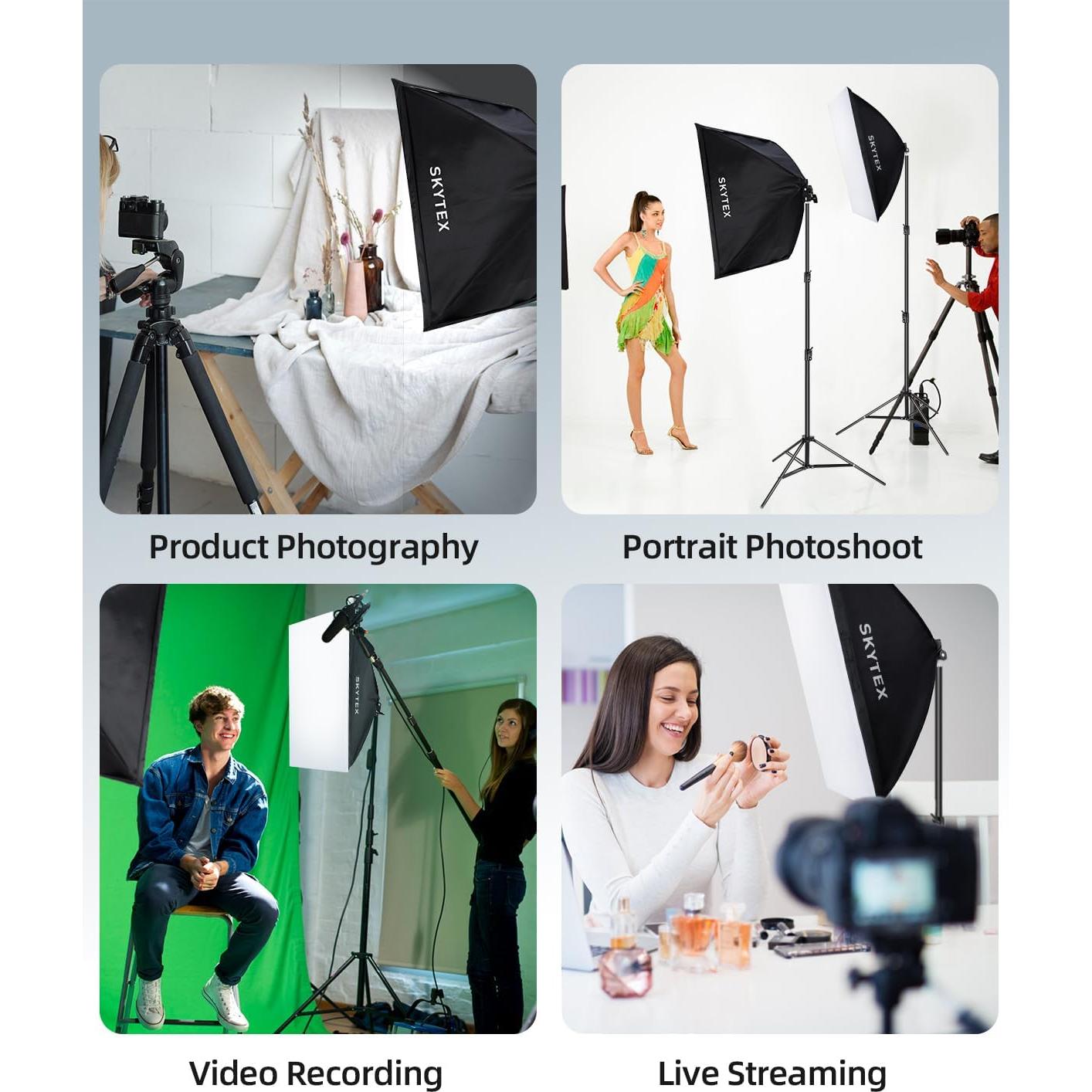 Skytex Softbox Lighting Kit 2Pack, 20x28in Soft Box | 135W 5500K E27 CFLBulb Continuous Photography Lighting, Photo Studio Lights Equipment for Camera Shooting, Video Recording