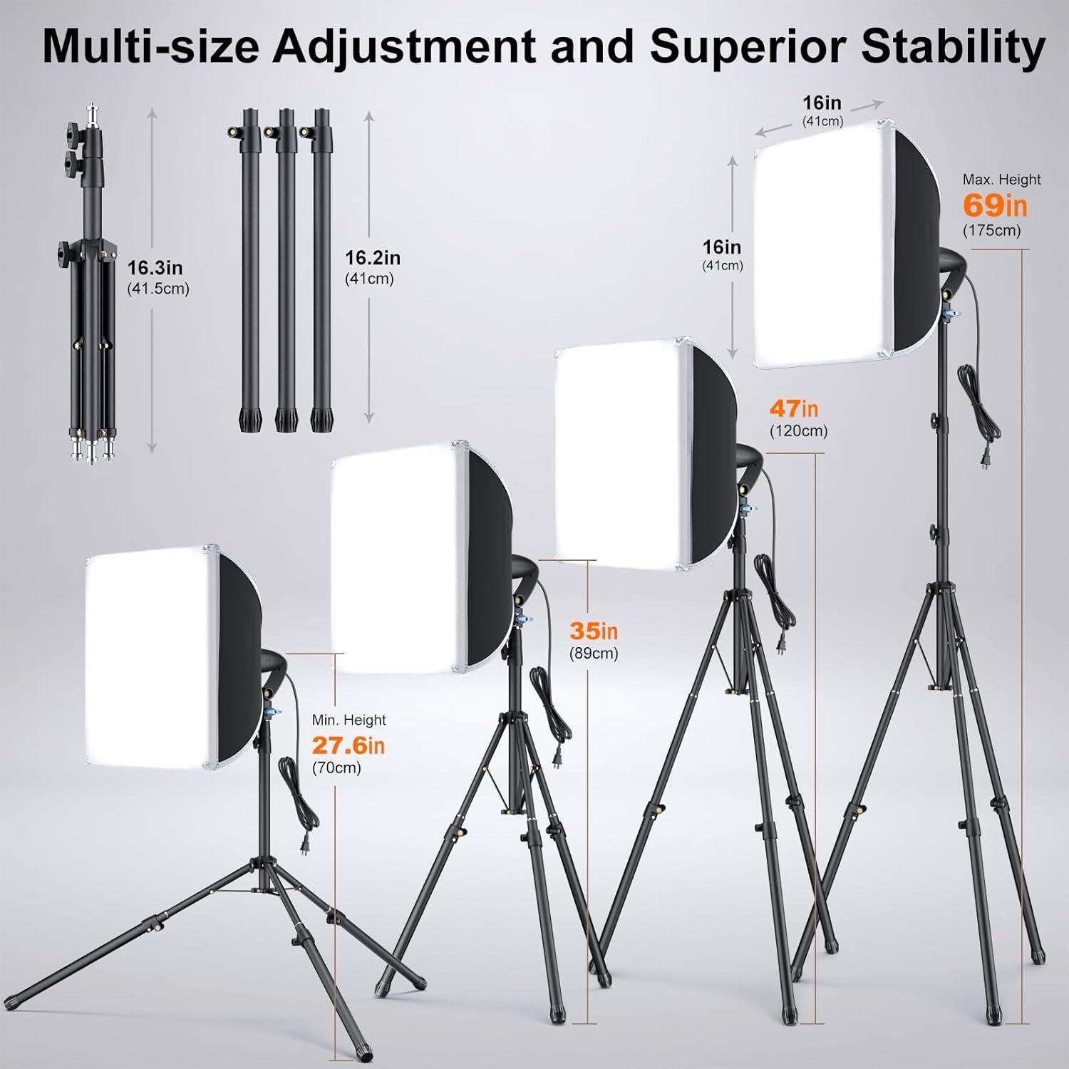 Kit de Iluminación Profesional LINCO con Softbox 40x40cm y LED 85W