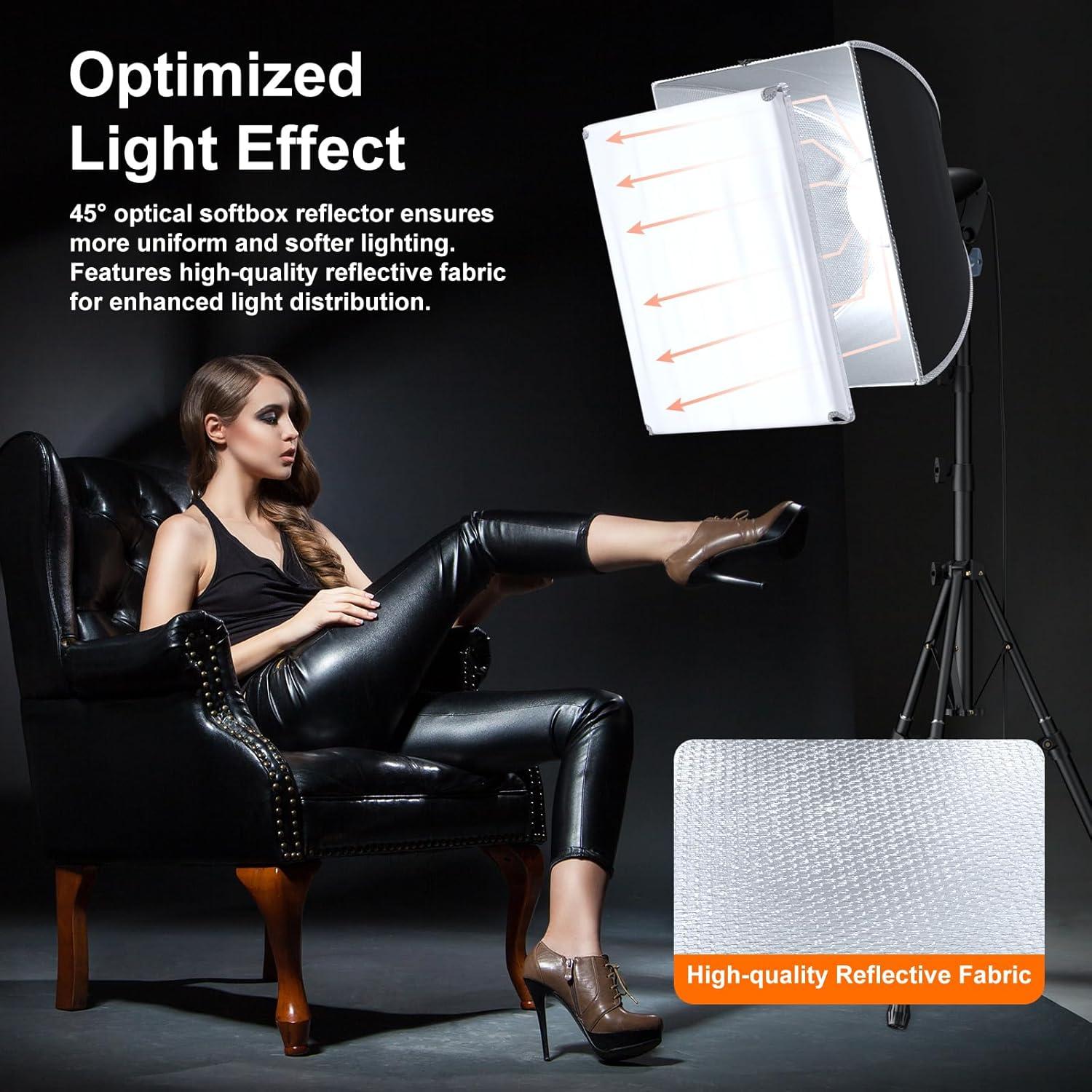 Kit de Iluminación Profesional LINCO con Softbox 40x40cm y LED 85W