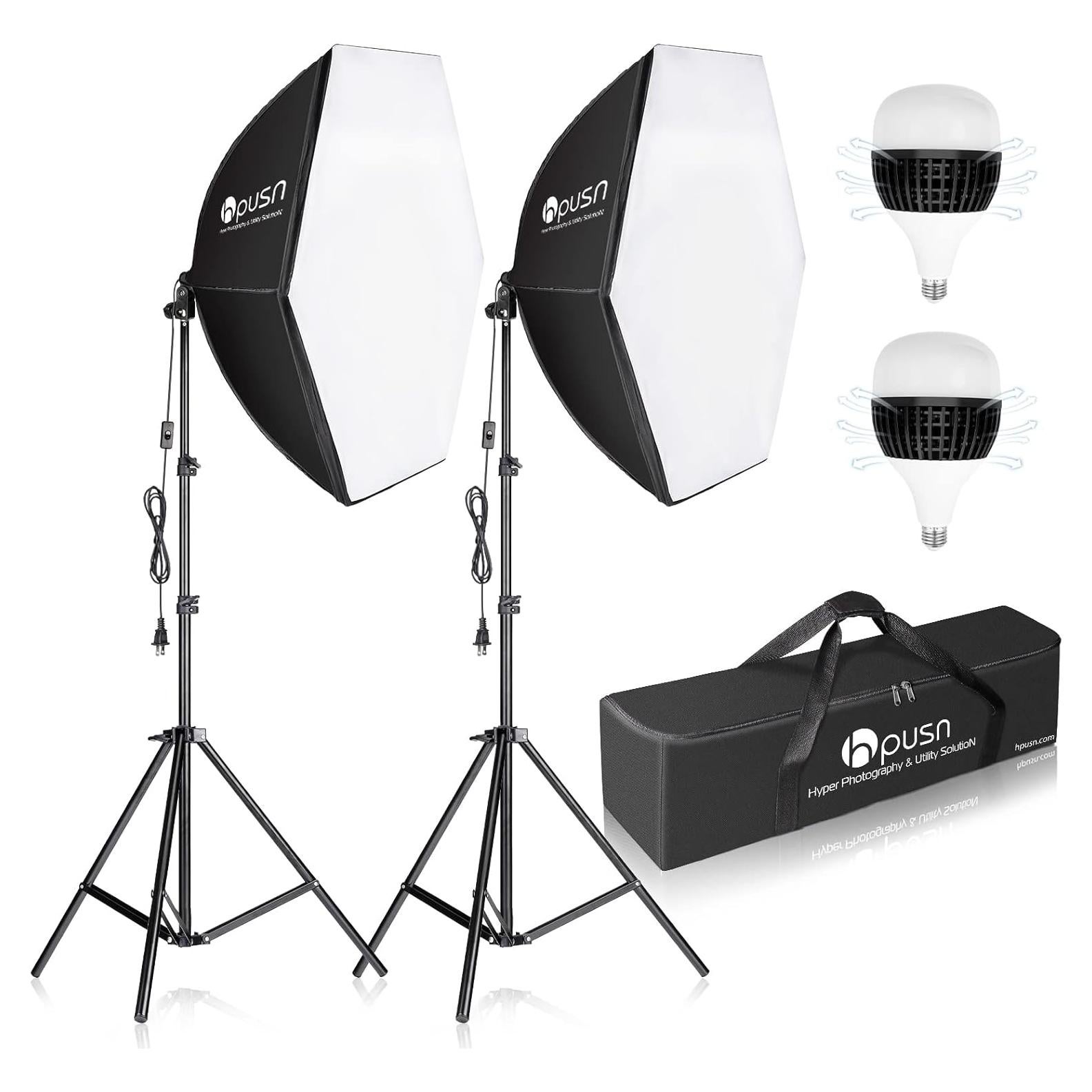 Kit de Iluminación Softbox HPUSN 30x30 cm con 2 Bombillas 5400K