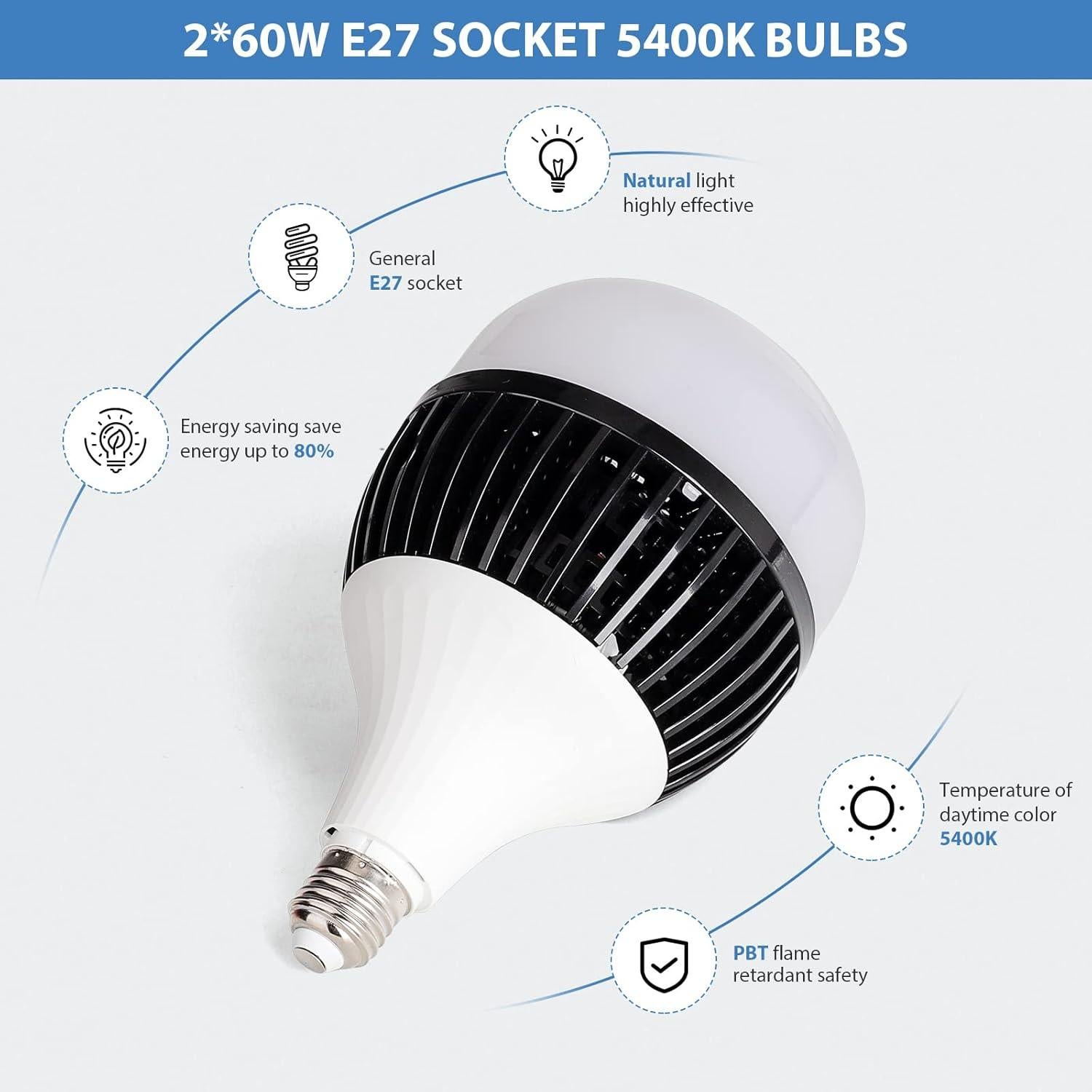 Kit de Iluminación Softbox HPUSN 30x30 cm con 2 Bombillas 5400K