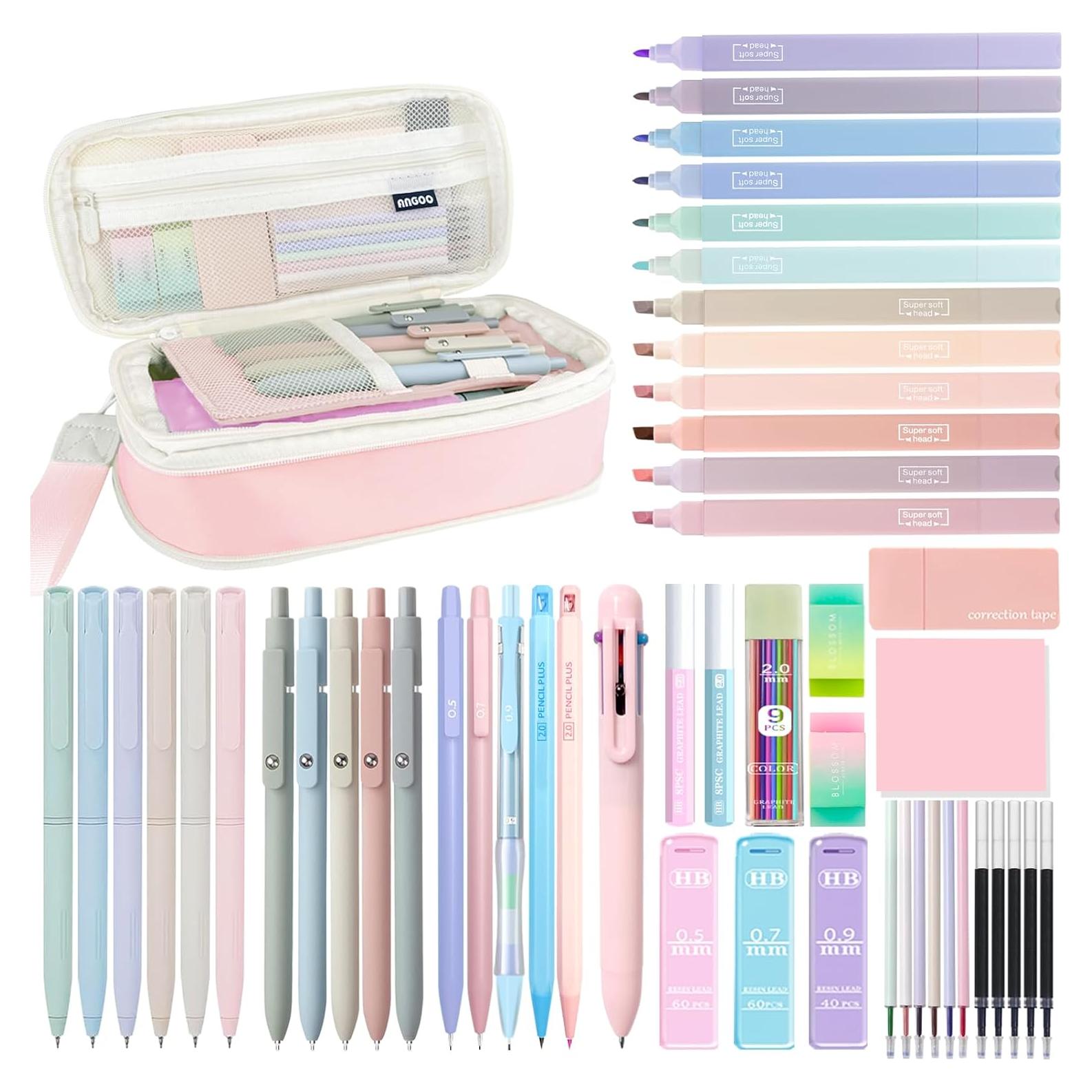 Set de Papelería JIZHIYUAN 54 Piezas con Estuche Rosa