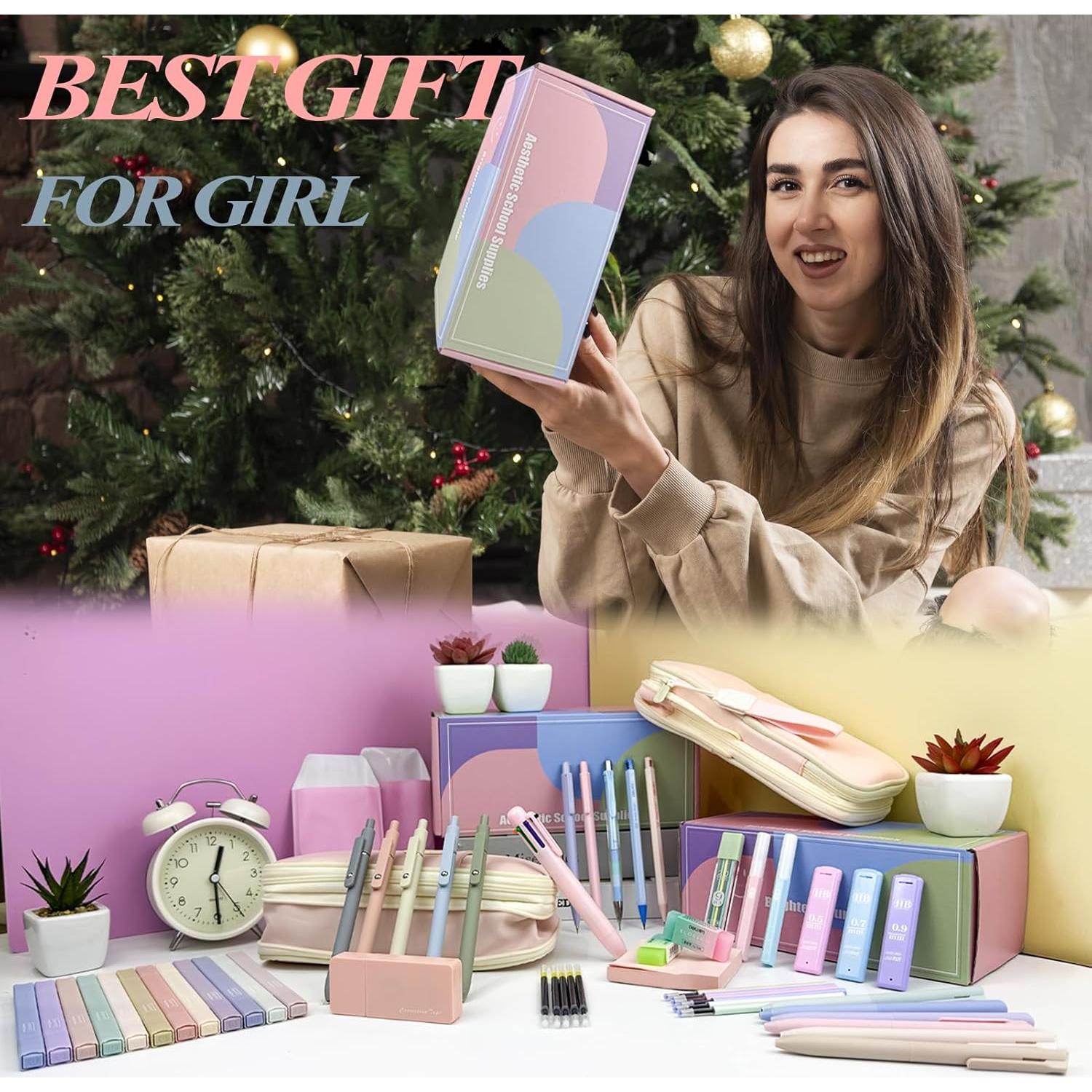 Set de Papelería JIZHIYUAN 54 Piezas con Estuche Rosa