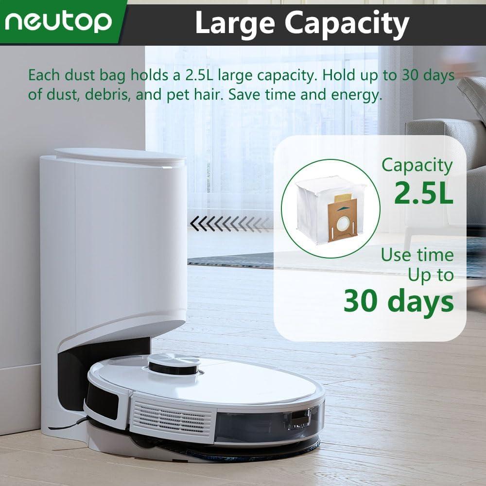 Bolsas de polvo desechables Neutop para Ecovacs Deebot T8, N8, N10 - Paquete de 9