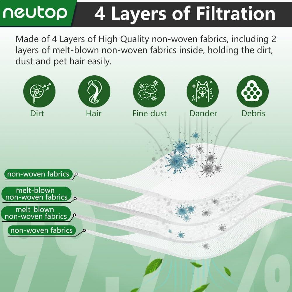 Bolsas de polvo desechables Neutop para Ecovacs Deebot T8, N8, N10 - Paquete de 9