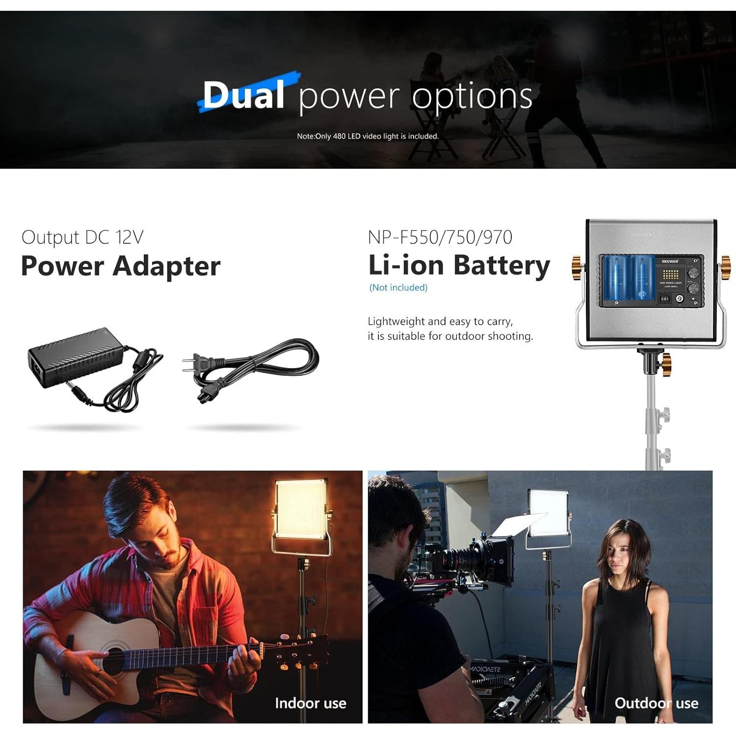 Luz LED Bi-Color Neewer 480 Perlas 3200-5600K con Soporte