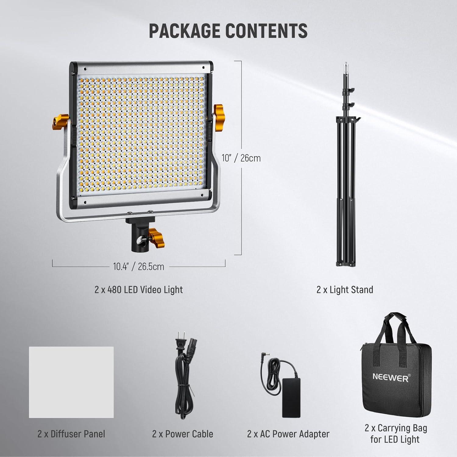 Kit de Luz de Video LED Bi Color Neewer NL480 con Trípode 190cm