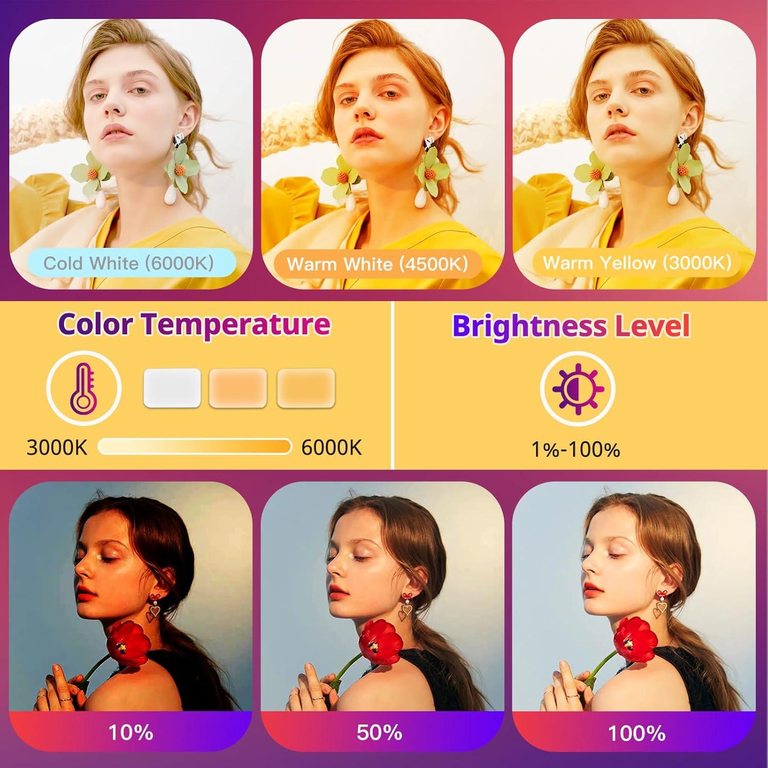 Luces de Estudio RGB Torjim con Trípode Ajustable - 16 Colores