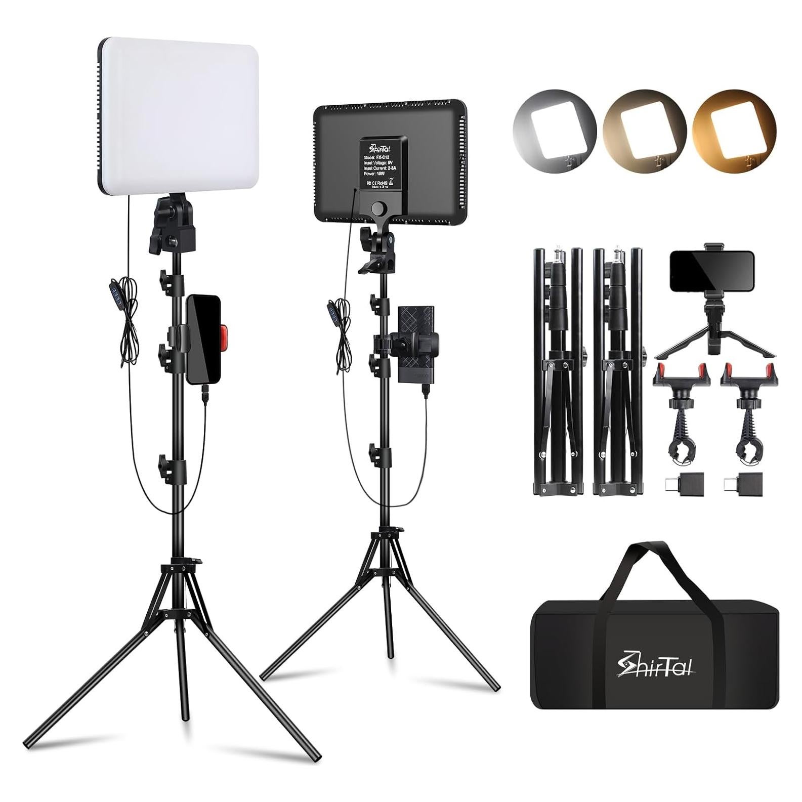 Kit de Luz LED de Video 30 cm SHIRTAL con Soporte y USB