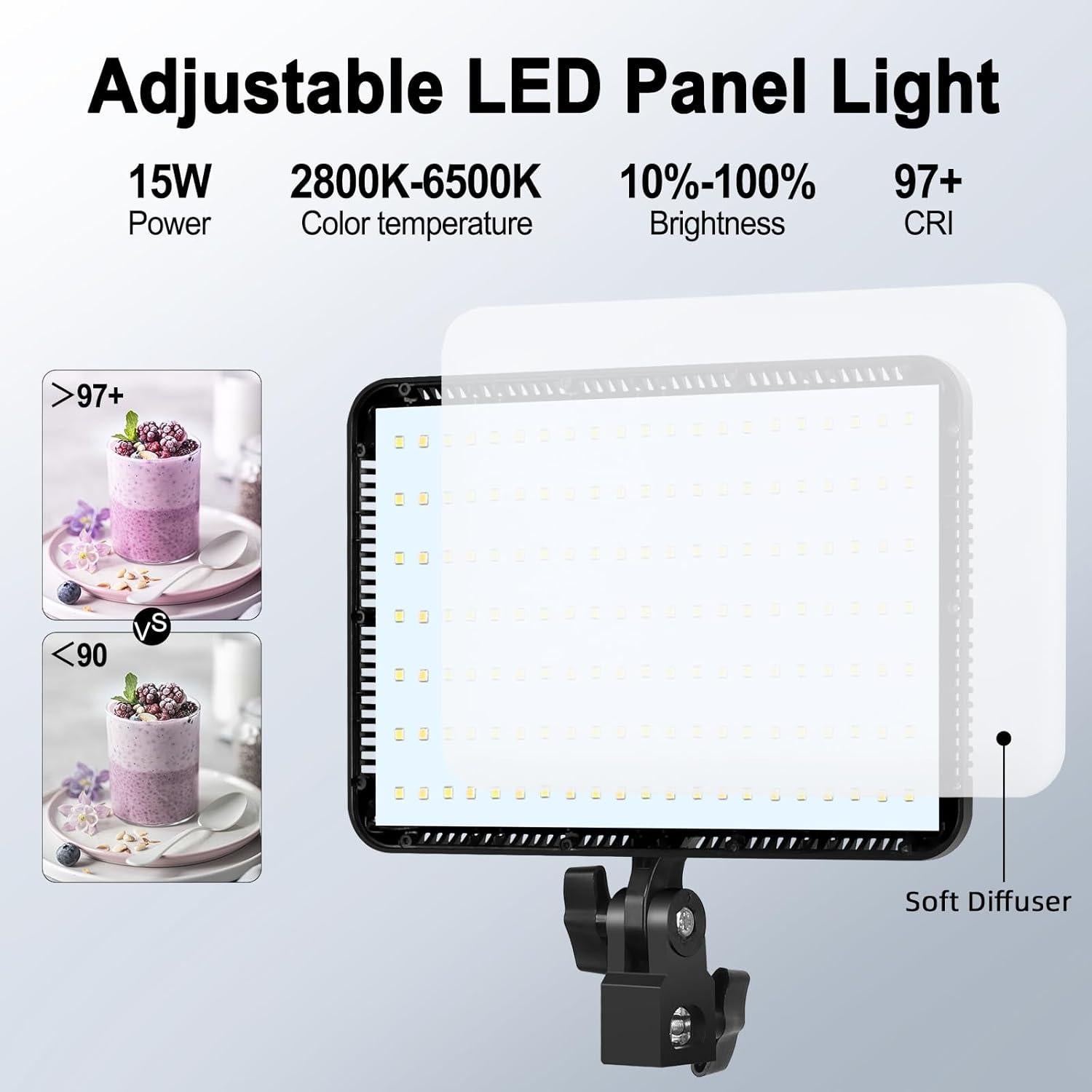 Kit de Luz LED de Video 30 cm SHIRTAL con Soporte y USB