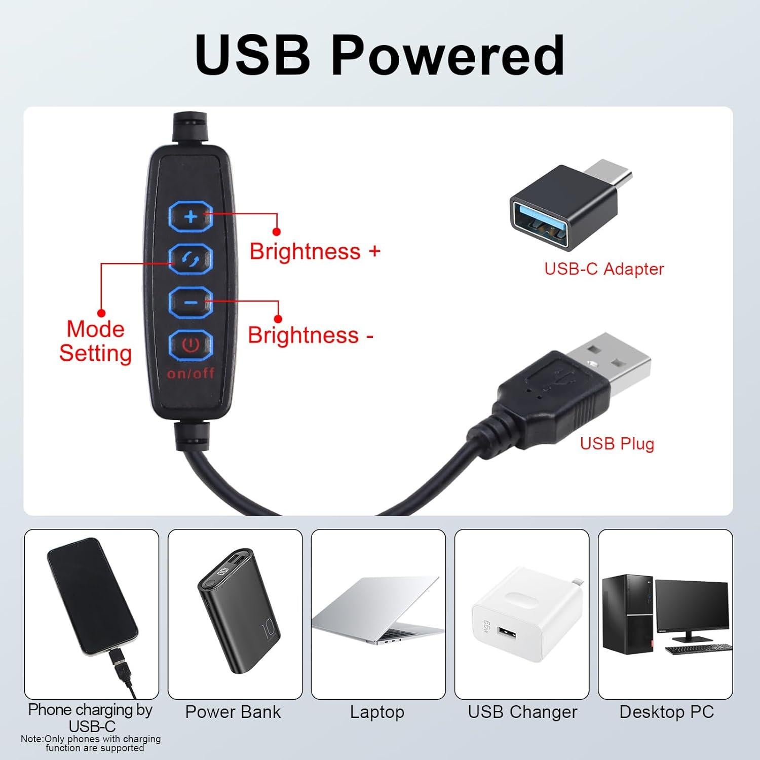 Kit de Luz LED de Video 30 cm SHIRTAL con Soporte y USB