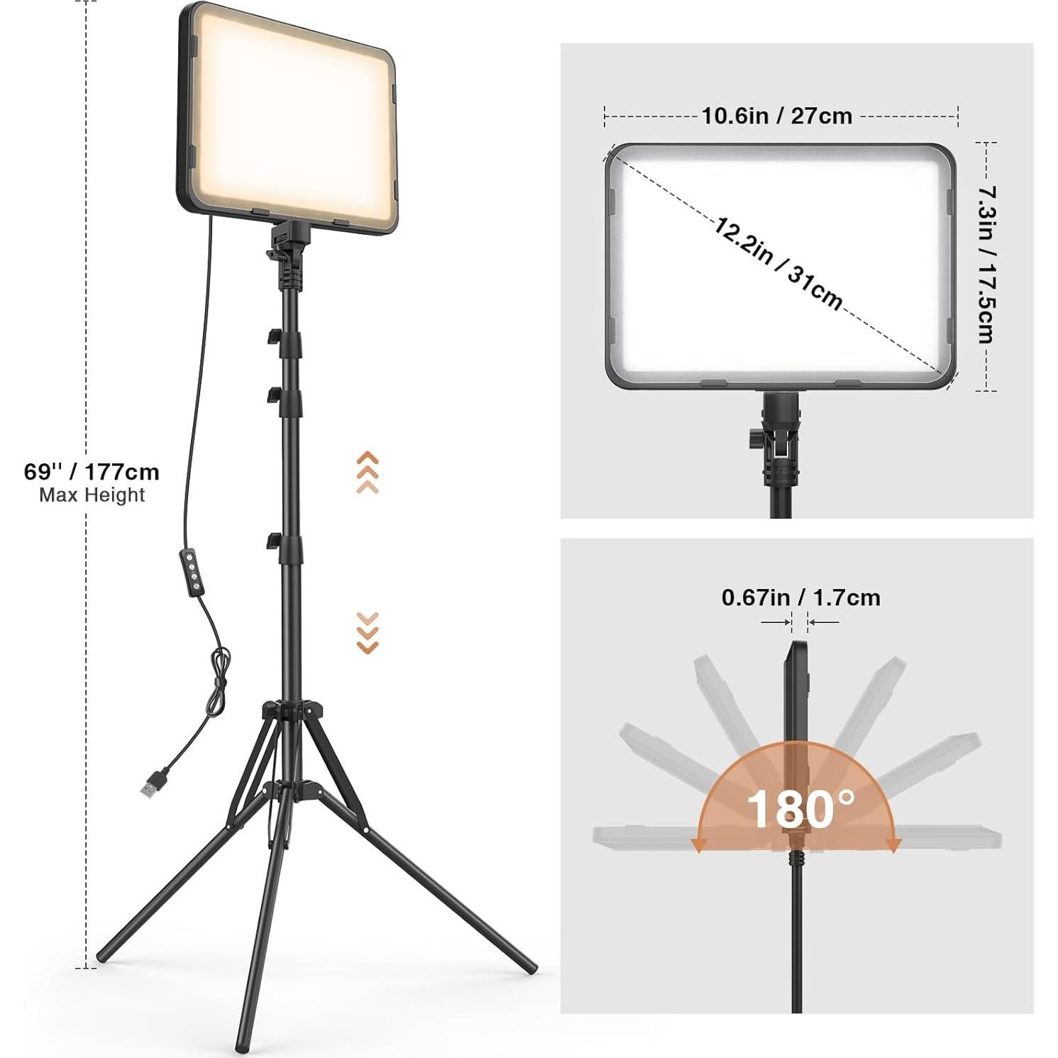 Kit de Iluminación LED Kmasic 2 Luces con Trípode 160cm 15W