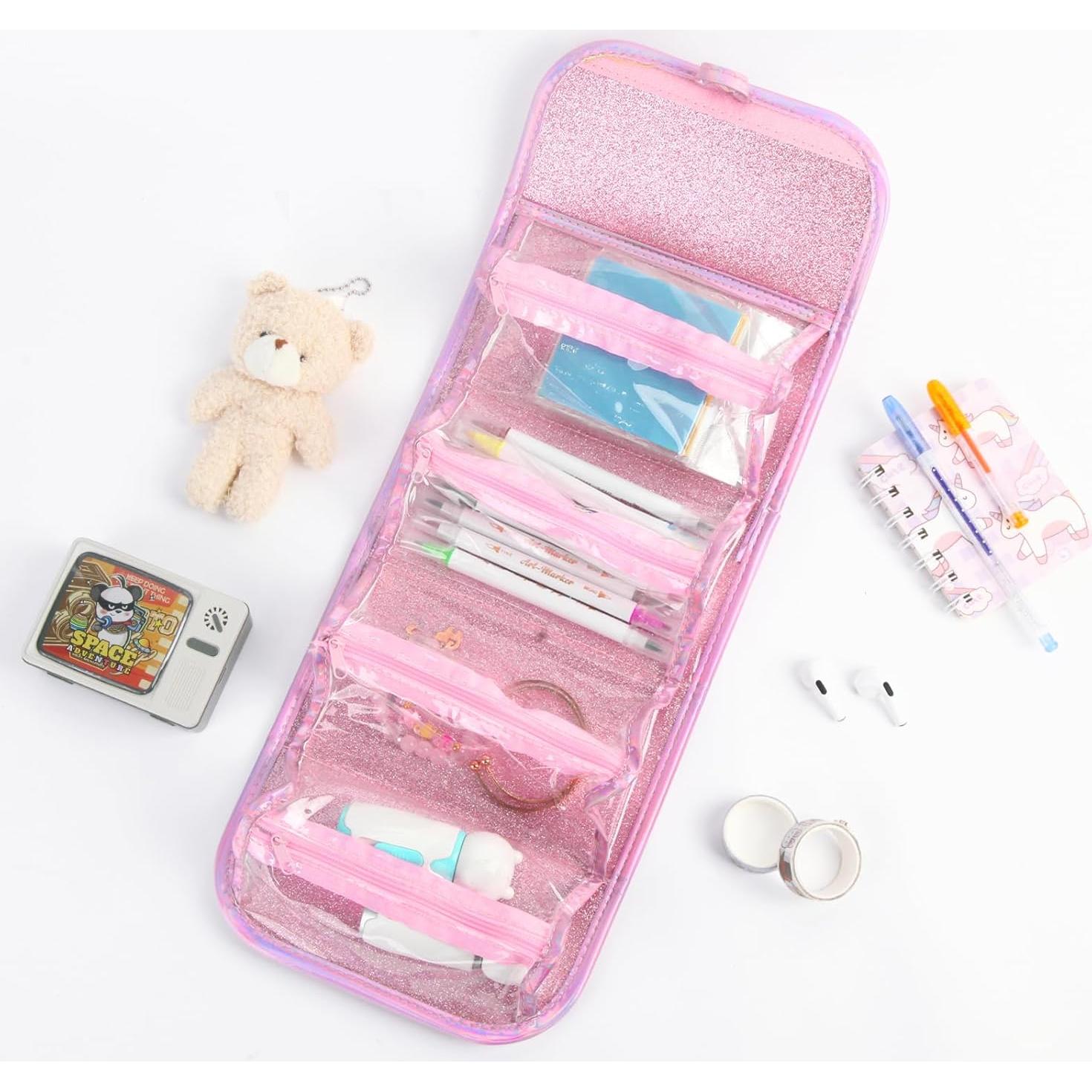 Estuche de Lápices IFINTECHNO Unicornio Rosa 4 Bolsas