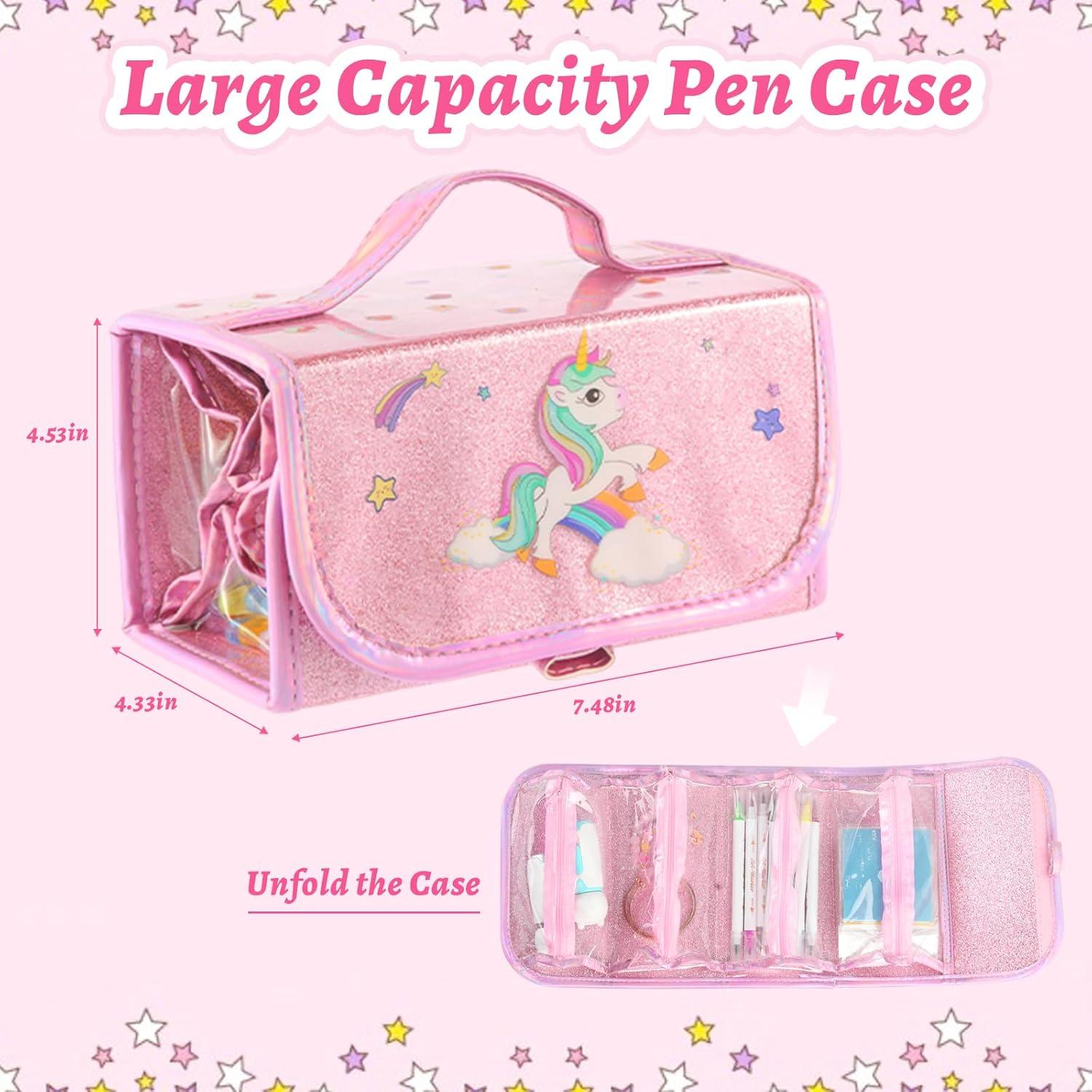 Estuche de Lápices IFINTECHNO Unicornio Rosa 4 Bolsas