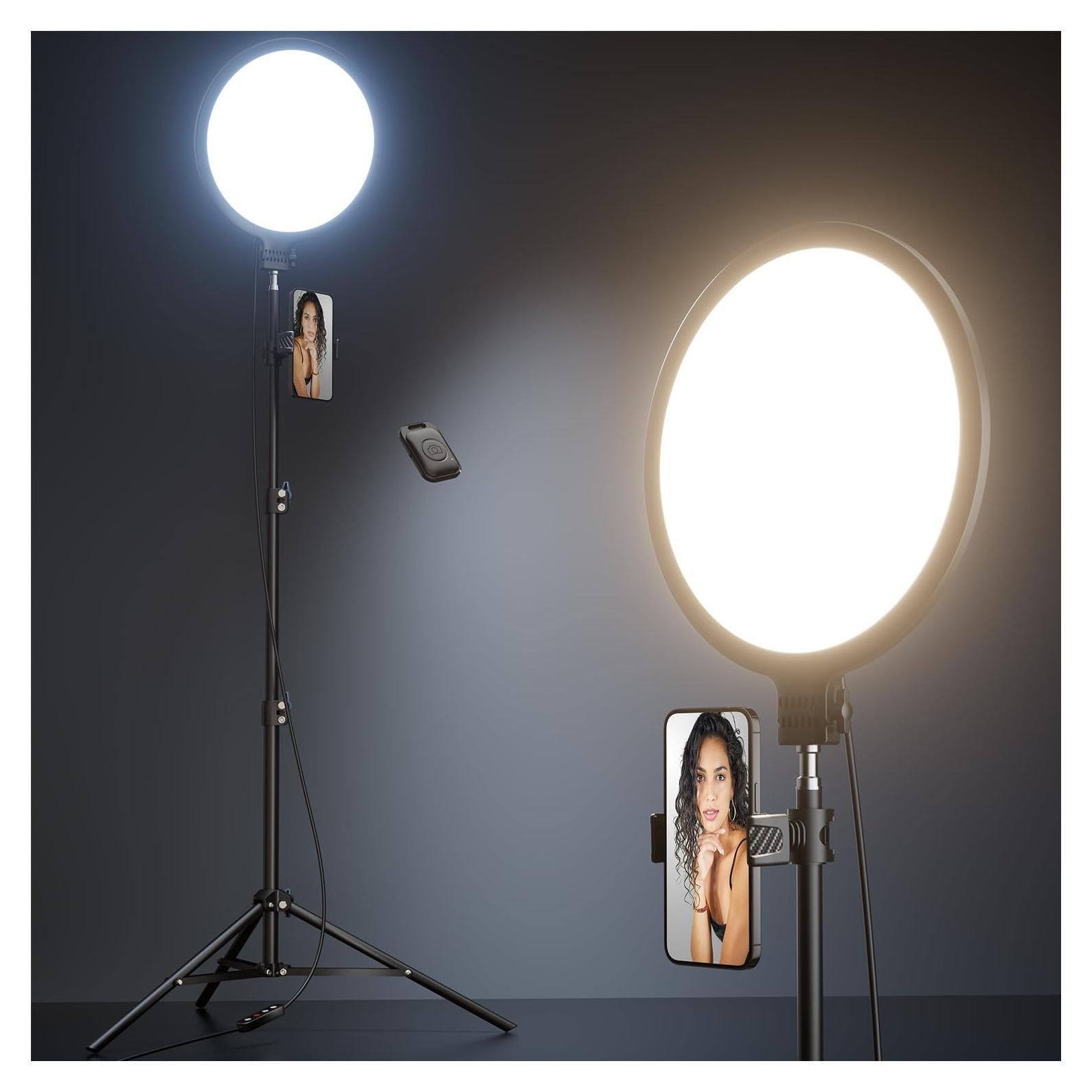 Luz de Anillo LED 10.5" Weilisi con Trípode 69" y Soporte